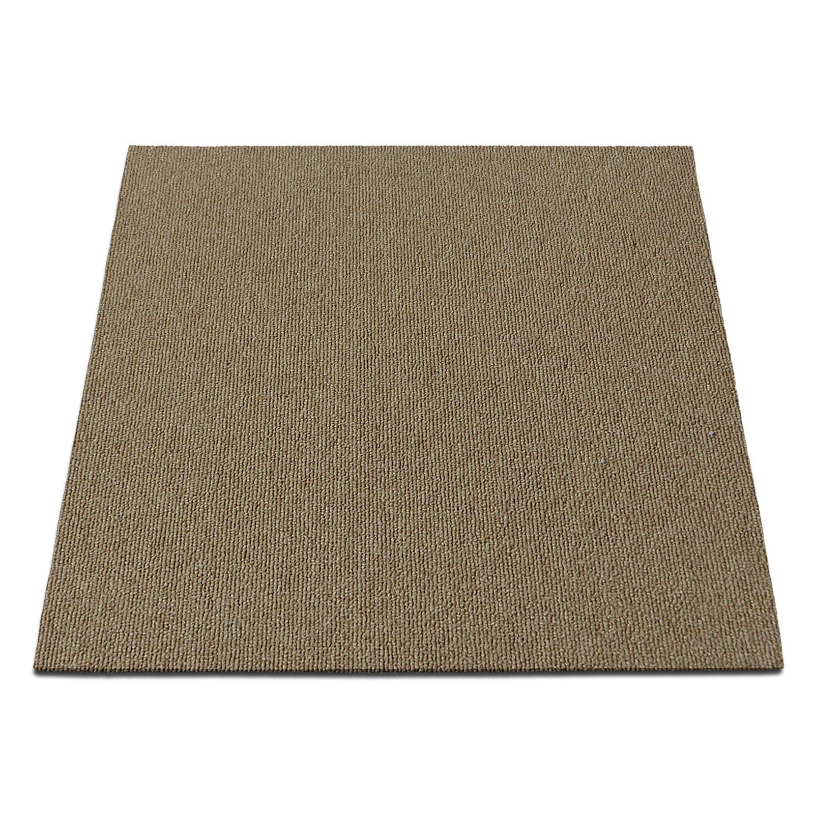 casa pura 1 m² - Piastrelle per moquette, autoportanti, per ufficio e commerciale, 50 x 50 cm, per moquette robusta, piastrelle per pavimenti con retro in vinile antiscivolo (beige, 4 pezzi)