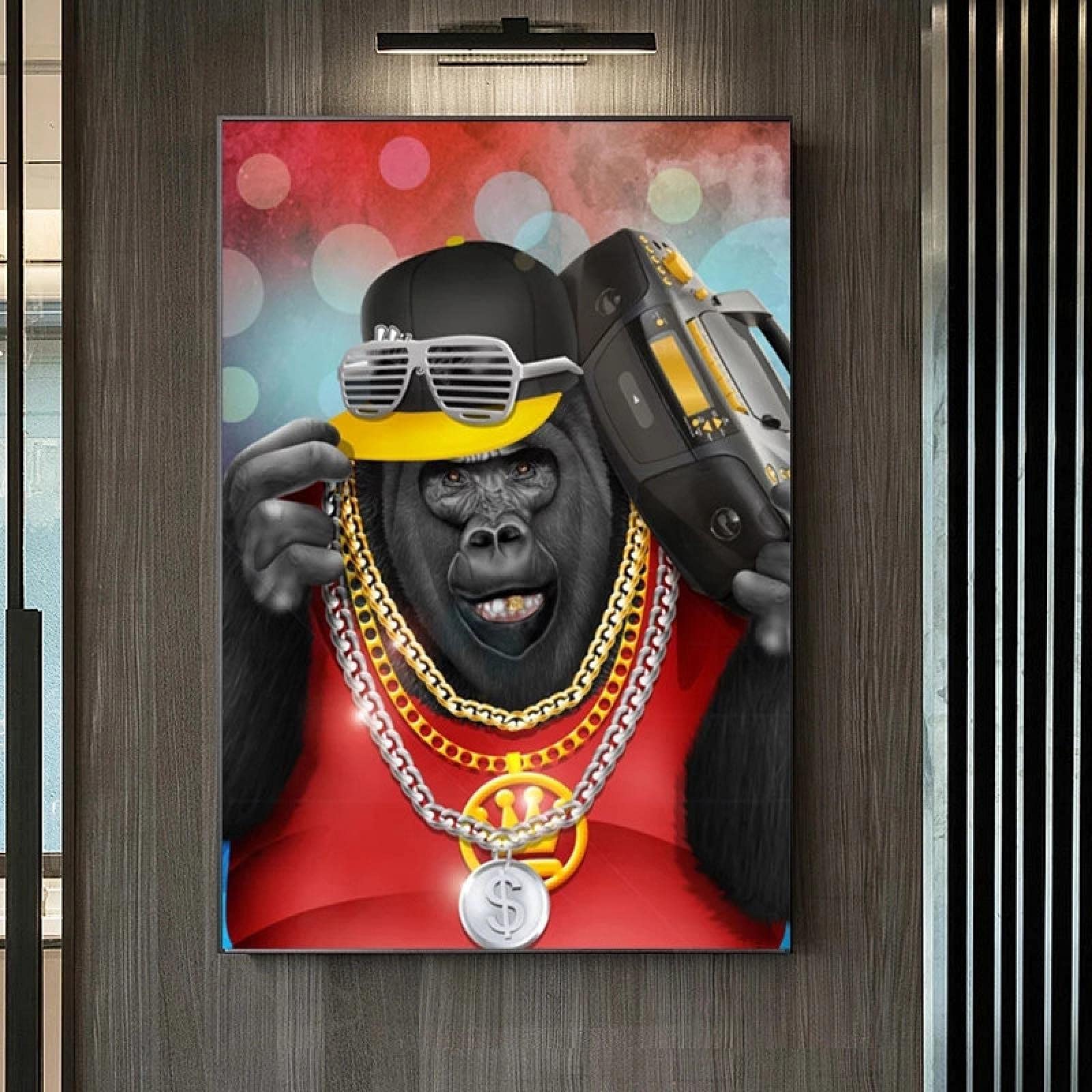 Amazon｜キャンバスにプリント面白いモンキーラッパー歌手のポスターと