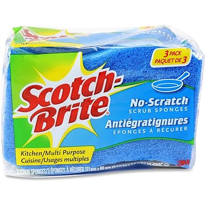 Scotch-Brite Non-scratch Scrub Sponge, 3 Count (Pack of 8)