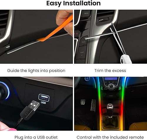 Miniatura 4 de Feit Electric Tira de luz LED para interiores de 5 pies, regulable, 0.1 pulgadas de ancho, persecución multicolor, alimentada por USB, patrones de