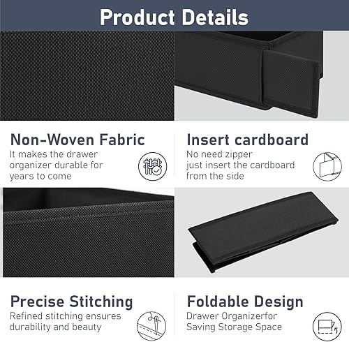 Miniatura 8 de DIMJ Organizador de cajones  Juego de 3 organizadores de ropa pequeña, divisores de cajones para ropa de bebé, ropa interior, calcetines, brasier,