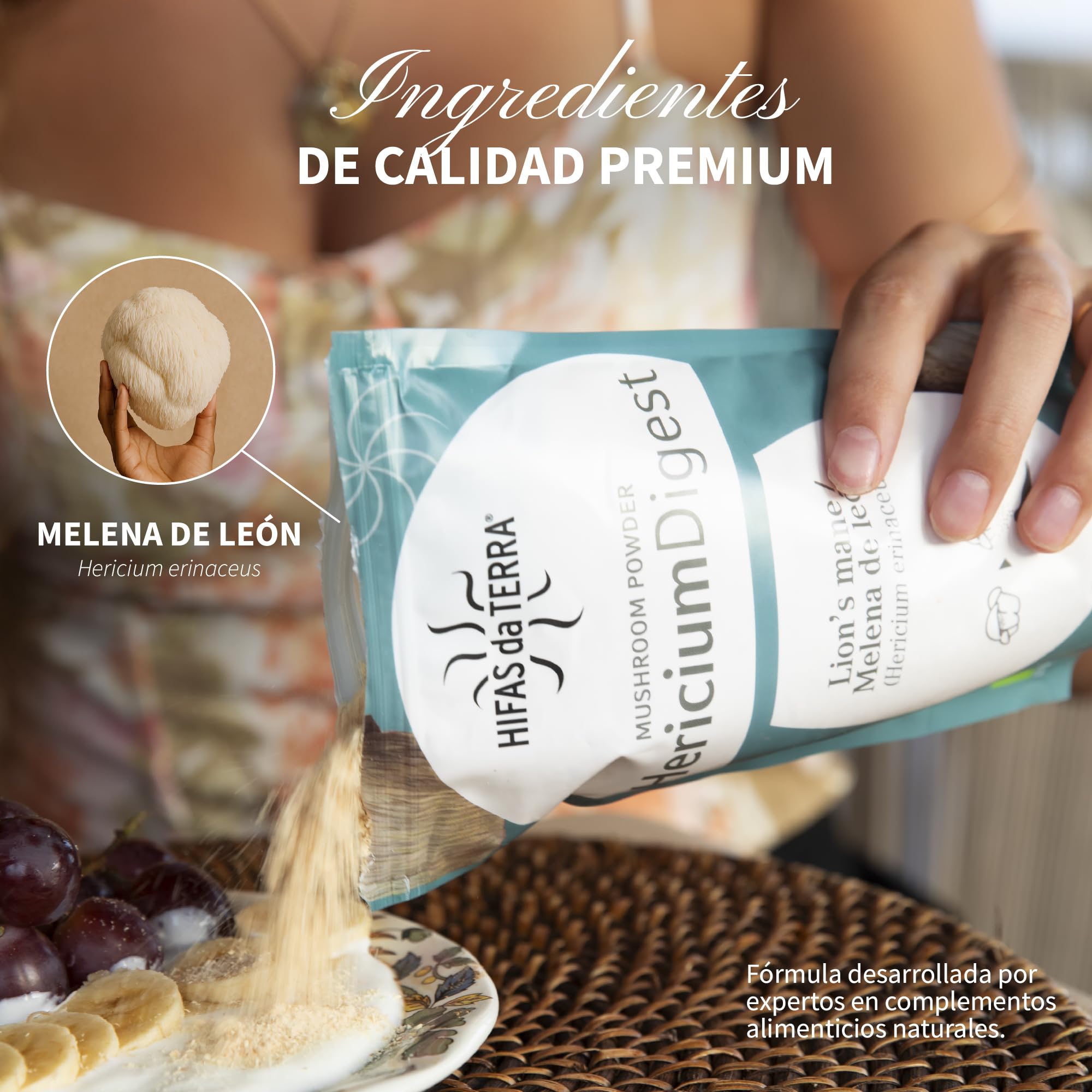 HIFAS DA TERRA - Hericium Digest 100% Polvo de Melena de León - Superfood Polvo de Hongos - 100 g