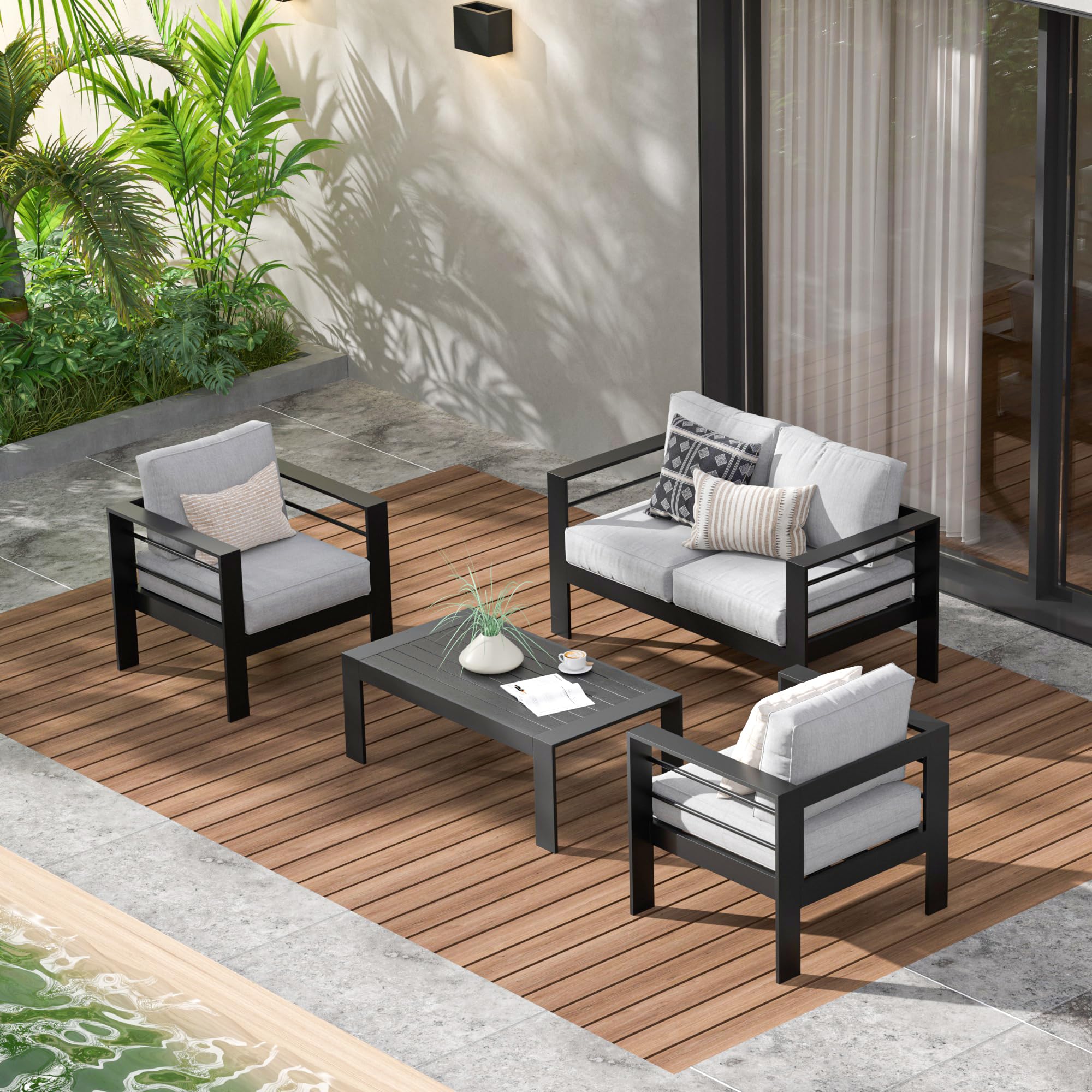 Amazon.com: Wisteria Lane 4-Piece Aluminum Patio Furniture