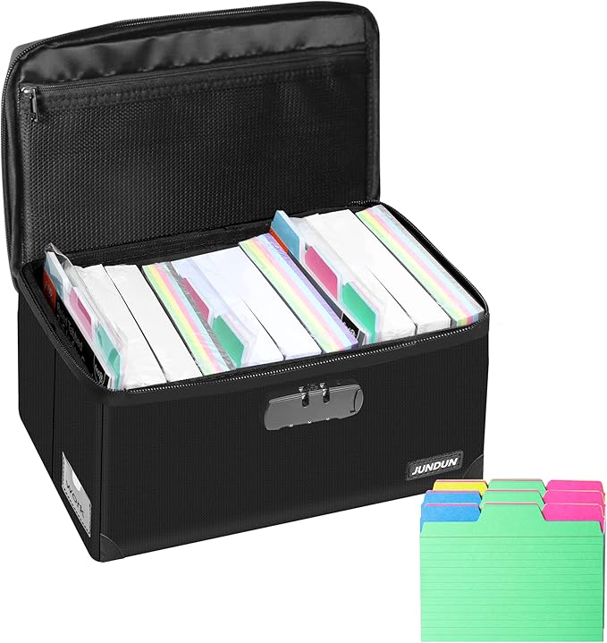 JUNDUN Index Card Holder with 48 Pieces 4x6 Inch Index