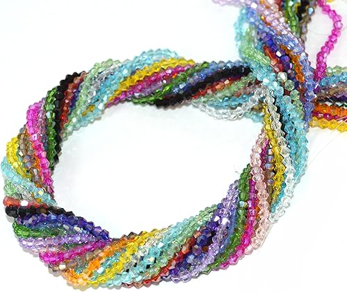 Cuentas de cristal bicono de 0.157 pulgadas (0.157 in) Briolette Rondelle para hacer joyas, cuentas espaciadoras facetadas de 15 colores surtidos