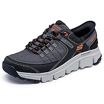 Skechers Vertici A, Sneaker Uomo, Grigio Sintetico Mesh Orange Trim, 43 EU
