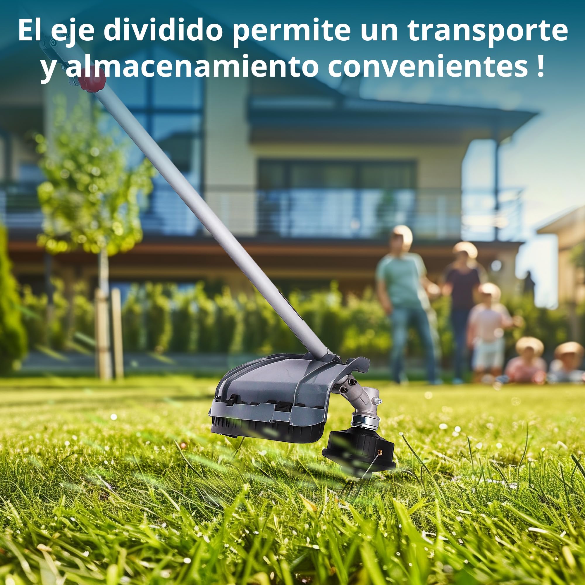 Könner & Söhnen KS BCT-1400 1400 W, Anchura de Corte 42 cm, Grosor de línea 1,6 mm, Cuchilla de Tres Hojas 255 mm, asa ergonómica para Bicicleta, Correa para el Hombro, Recortadora de jardín