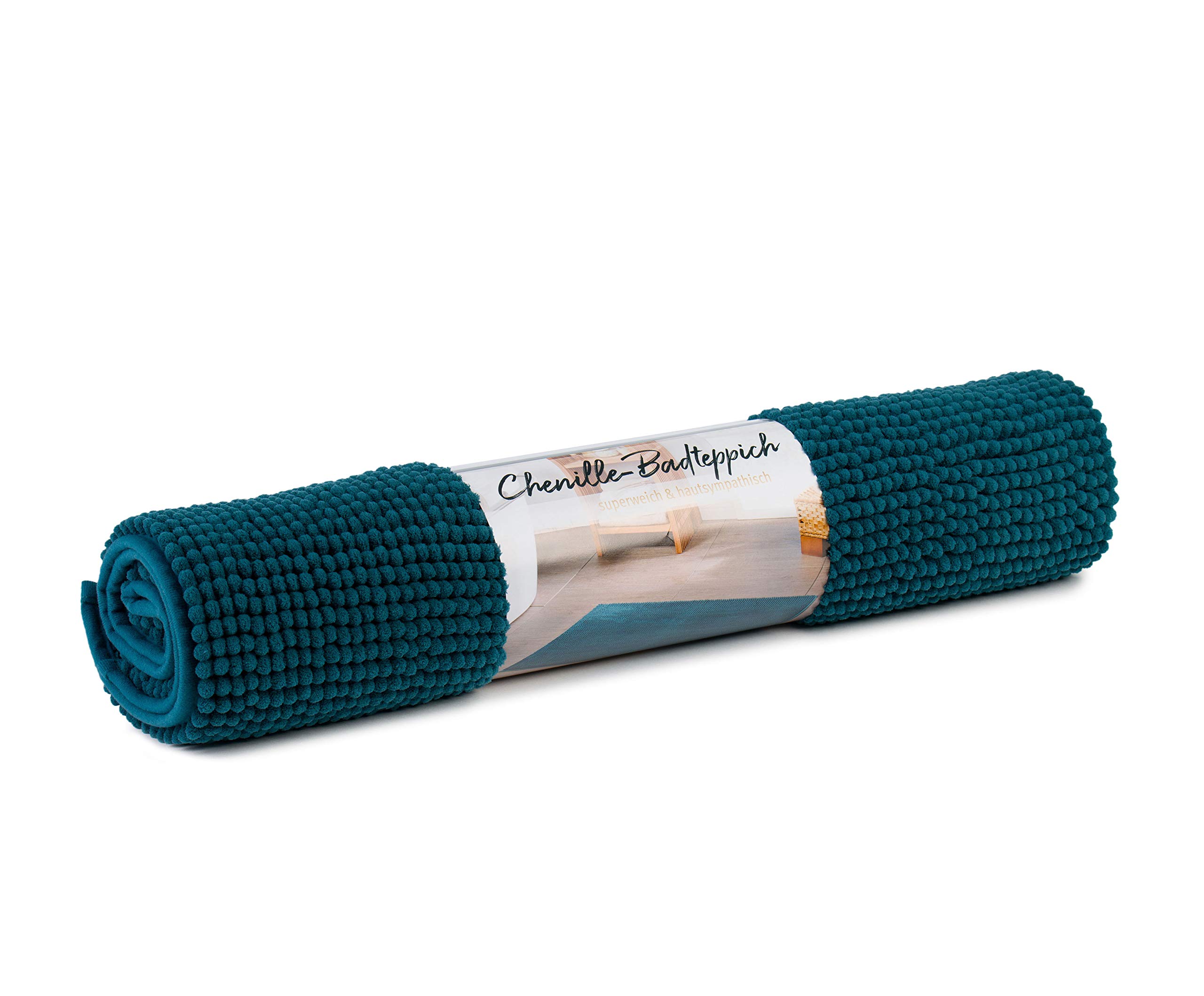 Tapis De Bain Gözze - Microfibre Ultra Douce 50x70cm - Antidérapant - Bleu Pétrole