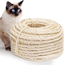Abio Sisalseil für Kratzbaum 6mm 20m Sisal Seil 100% Natur Katzen Zubehör Haushalt Garten Dekoration DIY Kratzseil 6mm 20M