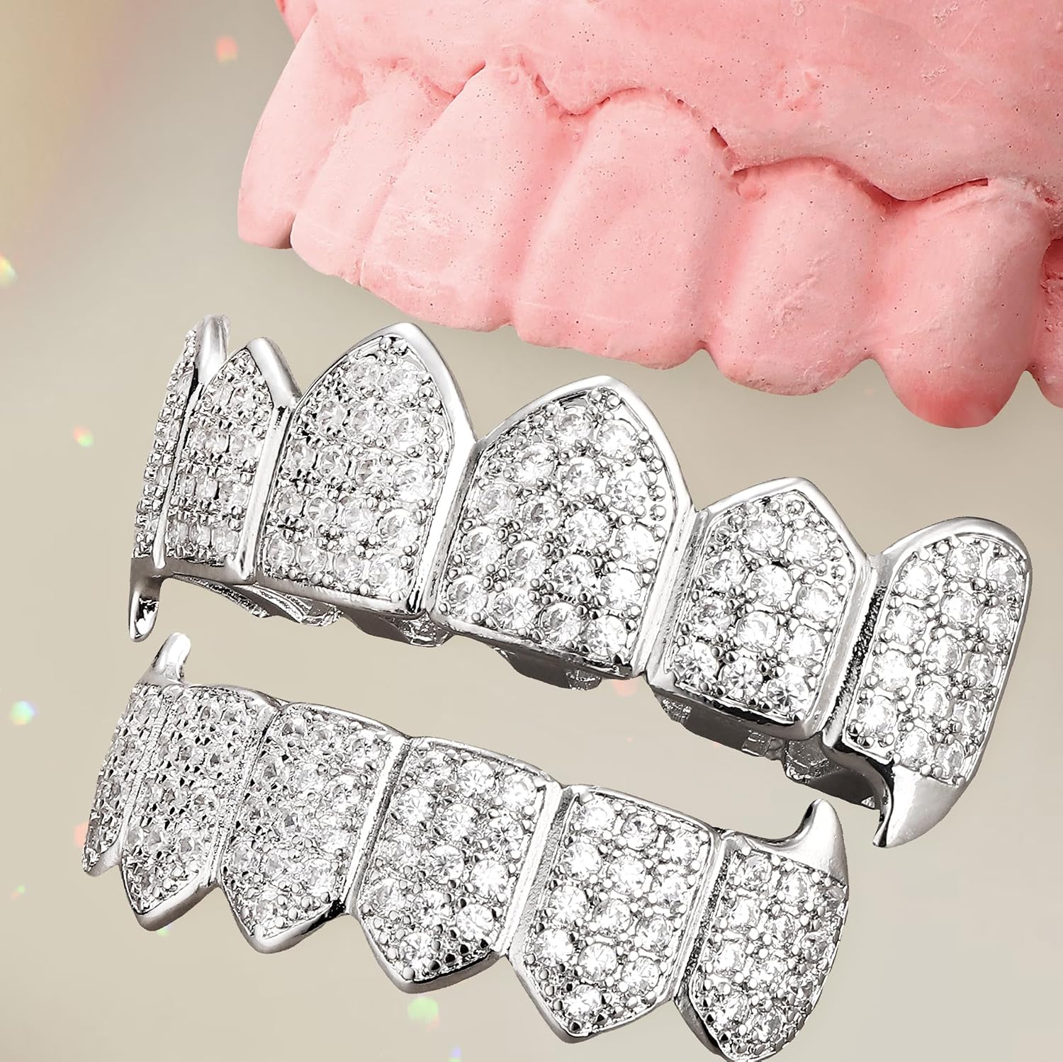 UBGICIG Grillz Grill Set, Dental Grills for Your Teeth, Grillz Teeth Men, Vampire Fake Halloween Teeth Caps Jewelry