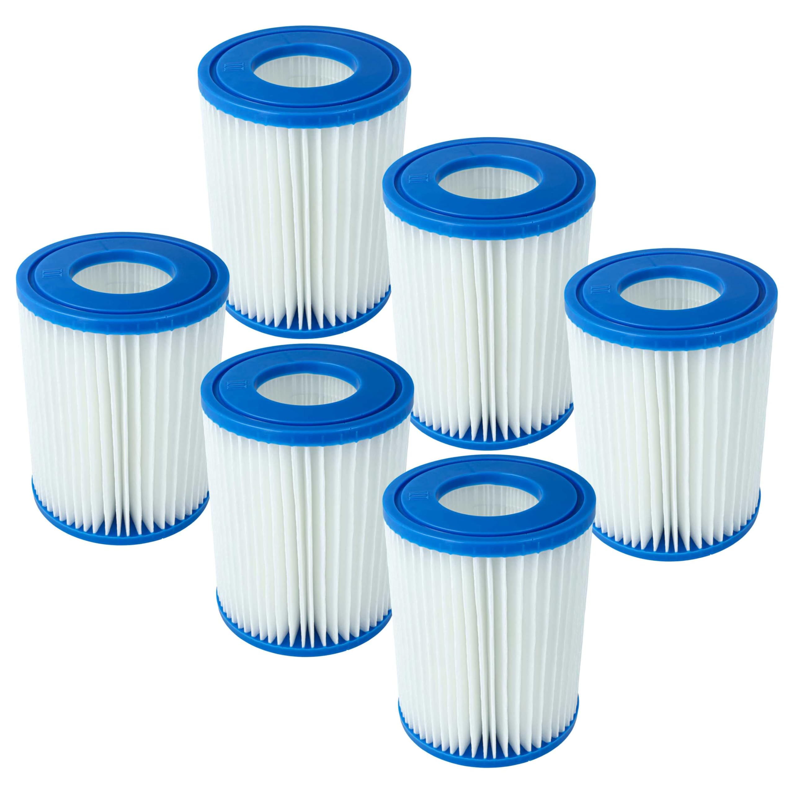 vhbw 6X Cartuccia Filtro Compatibile con Bestway Flowclear 2.006 l/h, 3.028 l/h Piscina, Pompa Filtro - Filtro dell'Acqua Bianco/Blu
