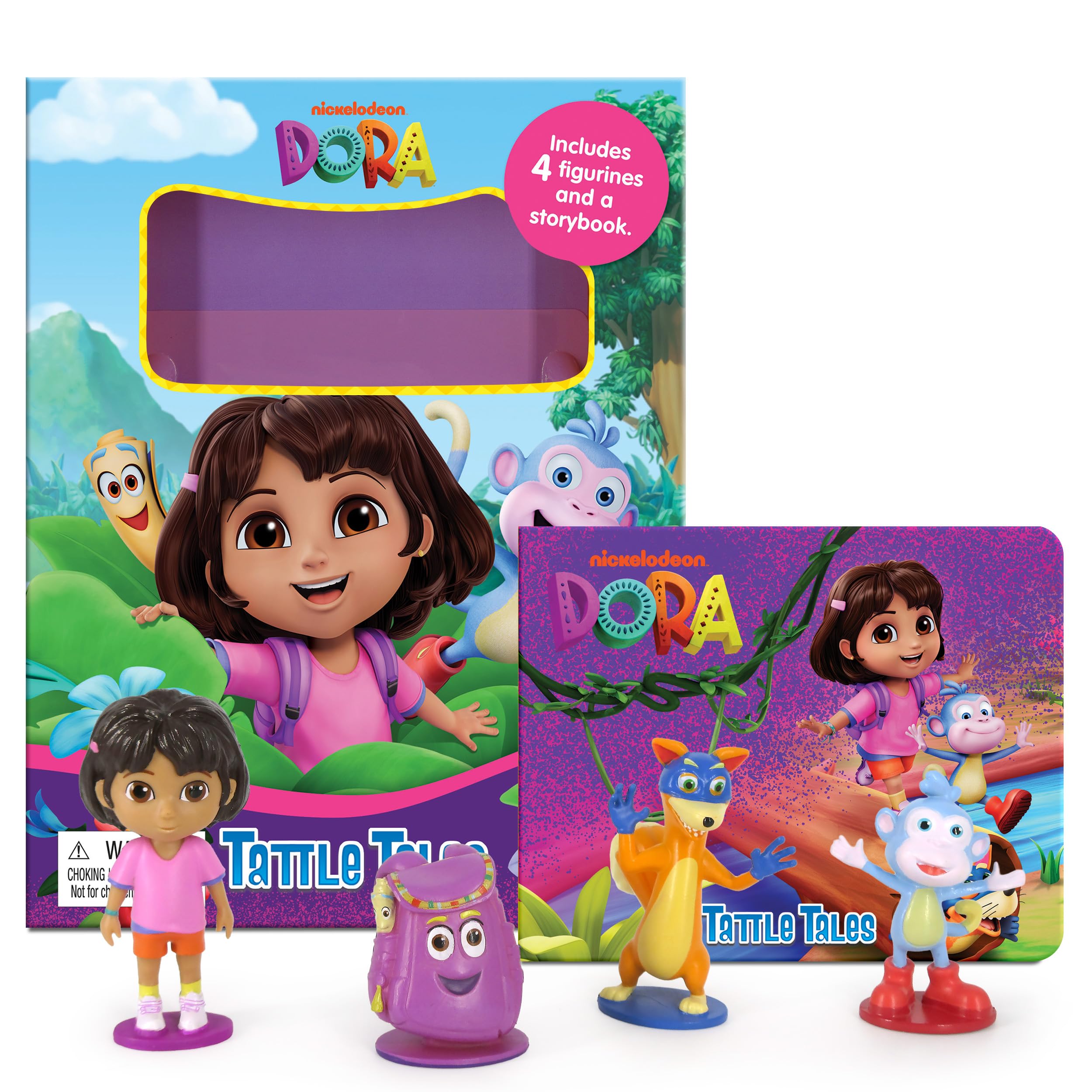 Nickelodeon Dora Tattle Tales - Activity Books for kids, 12-page storybook, 4 figurines