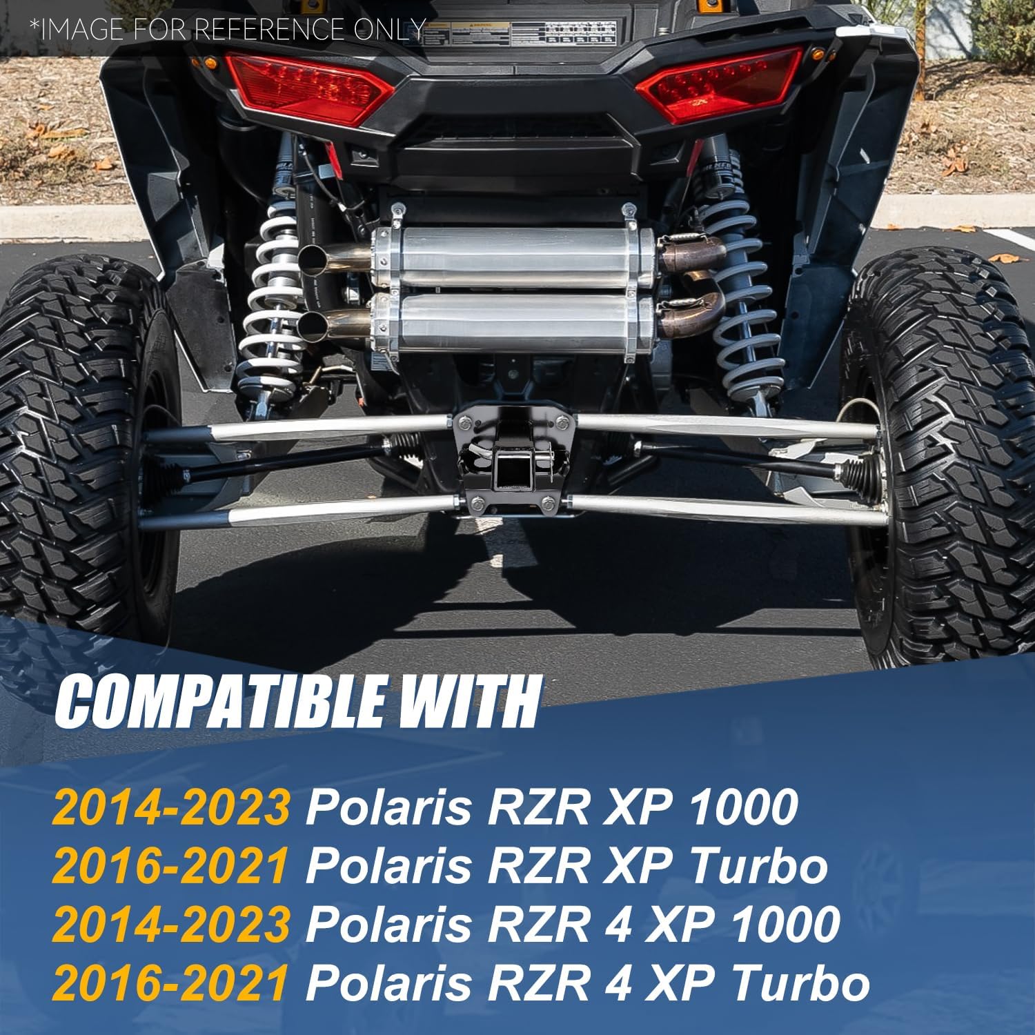 Auto Dynasty Rear Trailer Hitch, 2" Receiver Compatible with 2014-2023 Polaris RZR 4 XP 1000/Turbo, Heavy-Duty UTV Receiver Hitch Adapter Kit, 1500Lbs Max Towing Capacity, Powdercoated Black