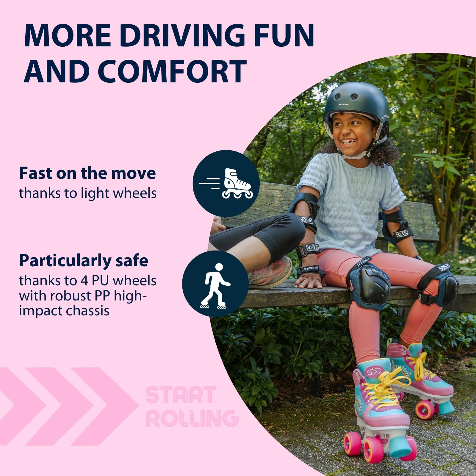 HUDORA Roller Skates Wonders w różnych rozmiarach – wygodne wrotki dziecięce o ciekawym wzornictwie – stylowe wrotki dla dzieci i młodzieży – buty z wysokiej jakości sztucznej skóry