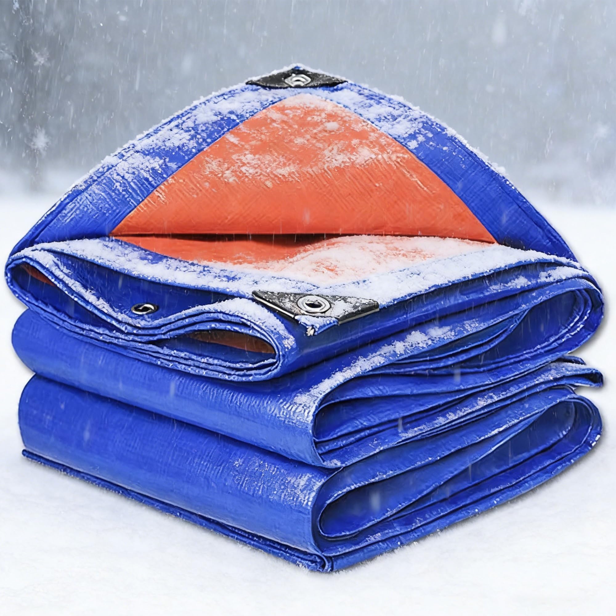Tarpaulin Extra Heavy Duty Waterproof,200g/m² 1.2x2.4m Tarpaulin Cover Tarp Ground Sheet Mesh UV Resistant Cover,Reinforced Eyelets for Garden,Car,Pool,Camping,Wood,Furniture Protection Blue orange