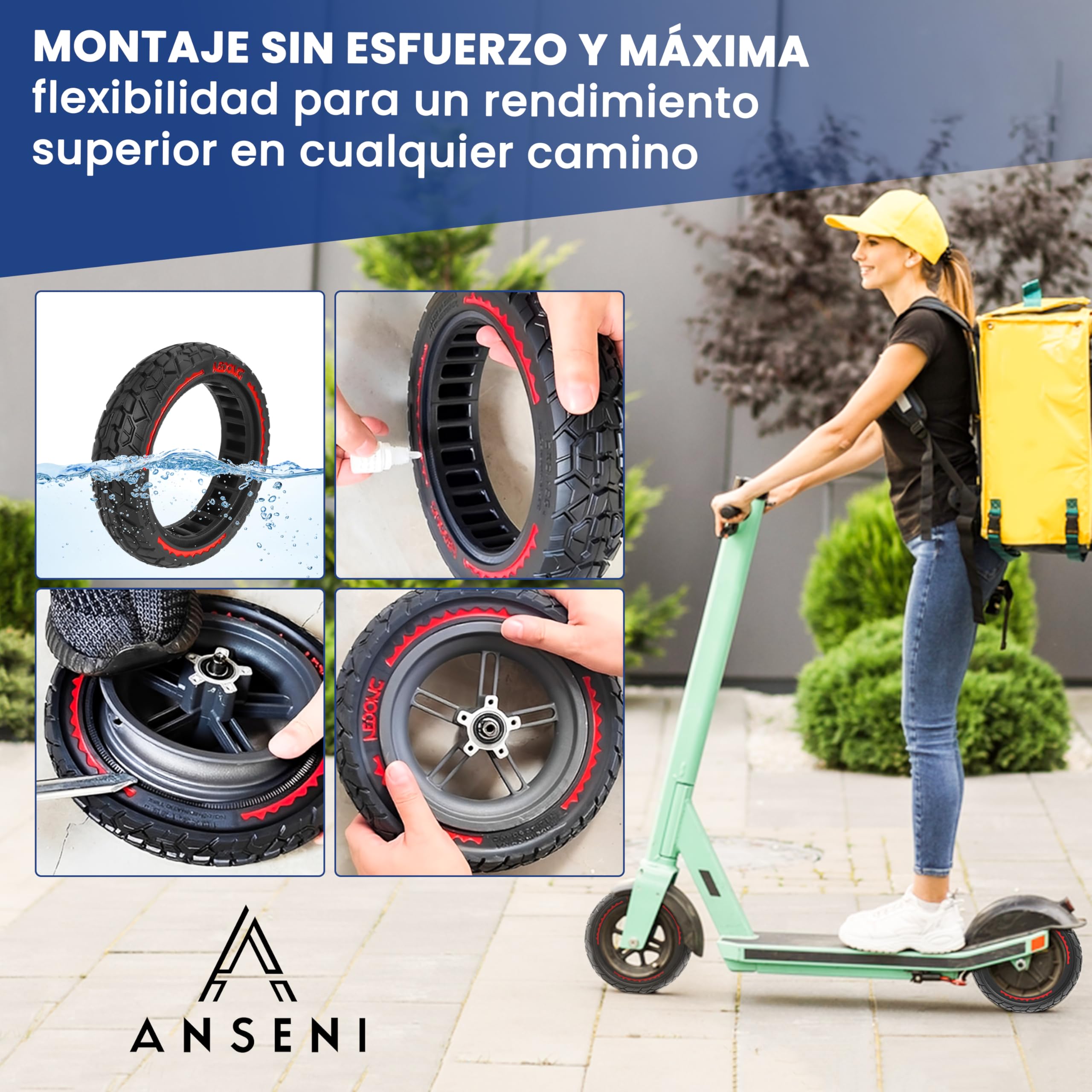 ANSENI Rueda Patinete Xiaomi Offroad 8.5 Pulgadas(8 1/2x2) para Patinete Electrico, Neumatico Maciza Antipinchazo 50/75-6.1,Accesorios Compatible Con Xiaomi M365/Pro,1S, Eessential,Cecotec (2 Ruedas)