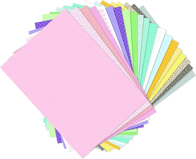 Sizzix Surfacez Patterned 665275, Double Sided Scrapbook Paper, 20 Colours, 8 1/4" x 11 3/4", 80 Pack, One Size