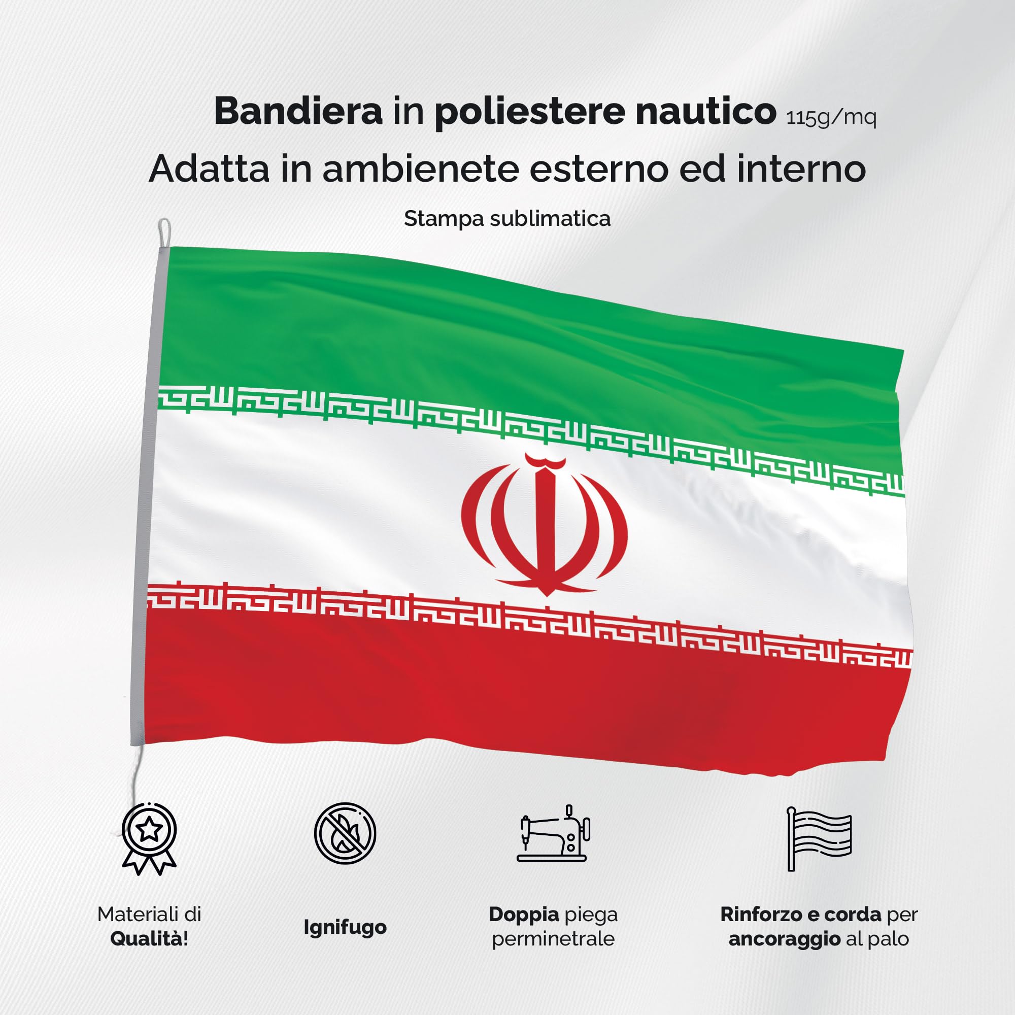 BANDIERA IRAN 90x60cm - BANDIERA IRANIANA 60 x 90 cm - Nuova
