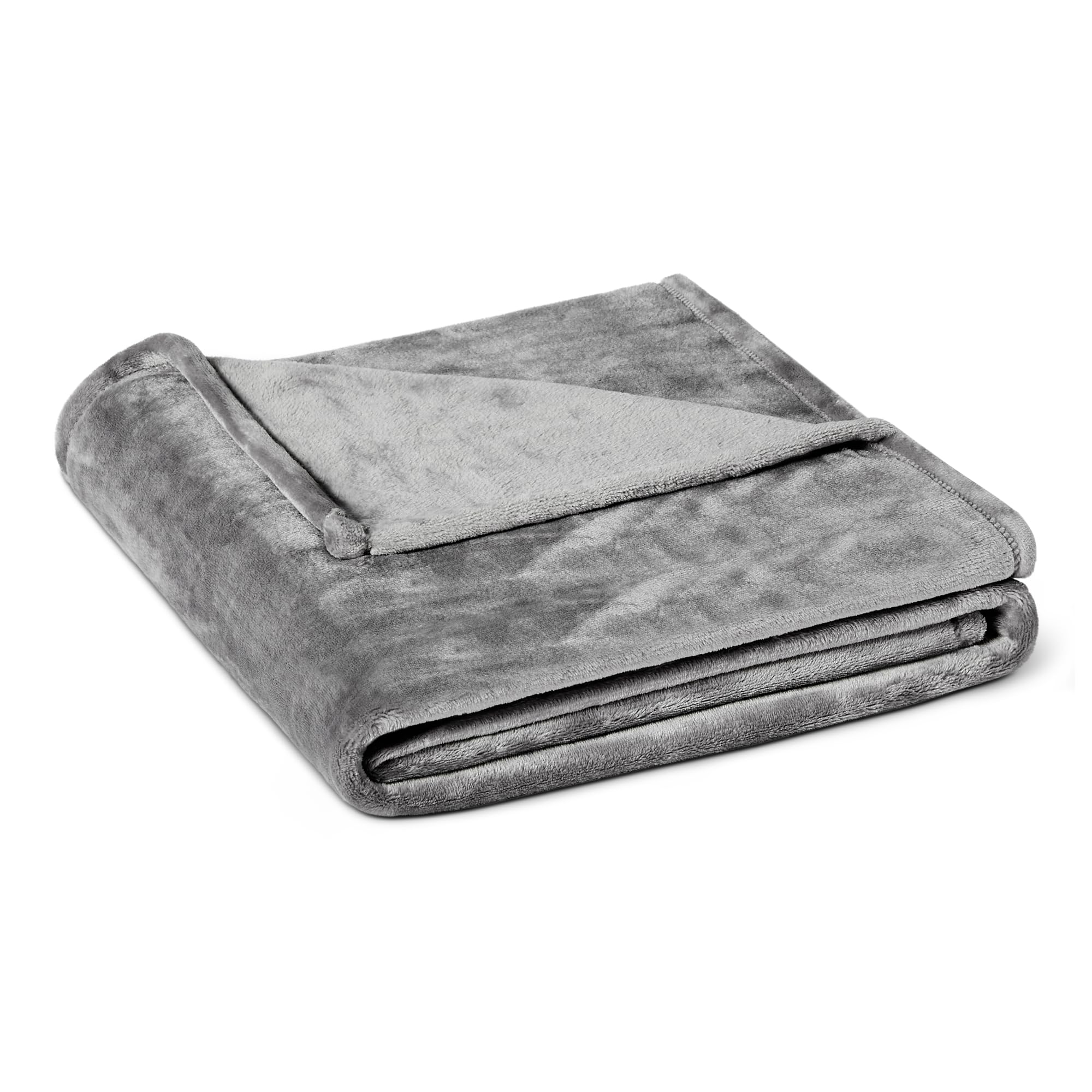 Amazon Basics Soft Fluffy Fleece Throw Blanket, Cosy Not Heated Sofa Throw, 127 x 152 cm, Grey