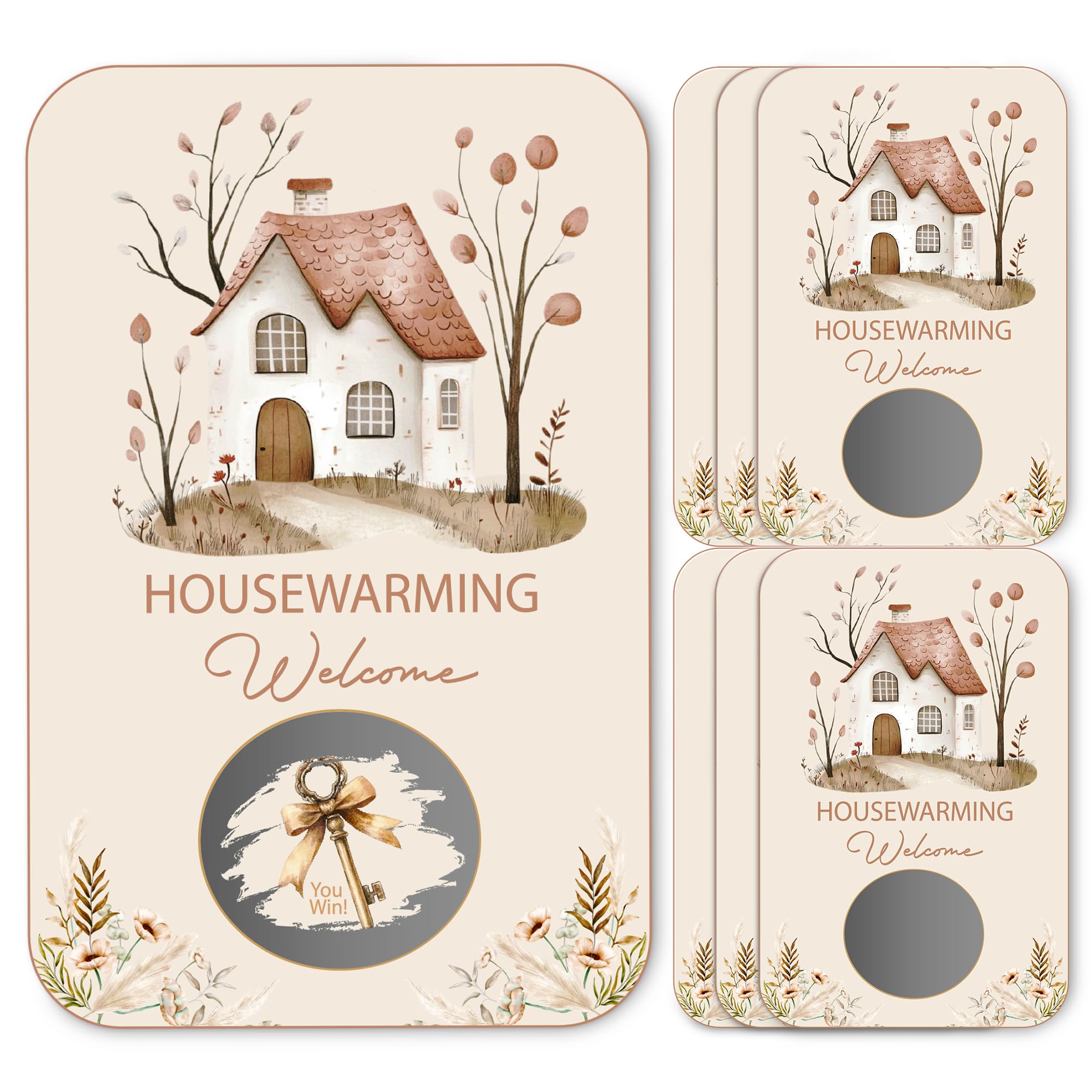 VAVINCI Housewarming Party Scratch Off Games, Funny New Home Party Ice Breaker Cards for New House Party, 50 Sets with Stickers