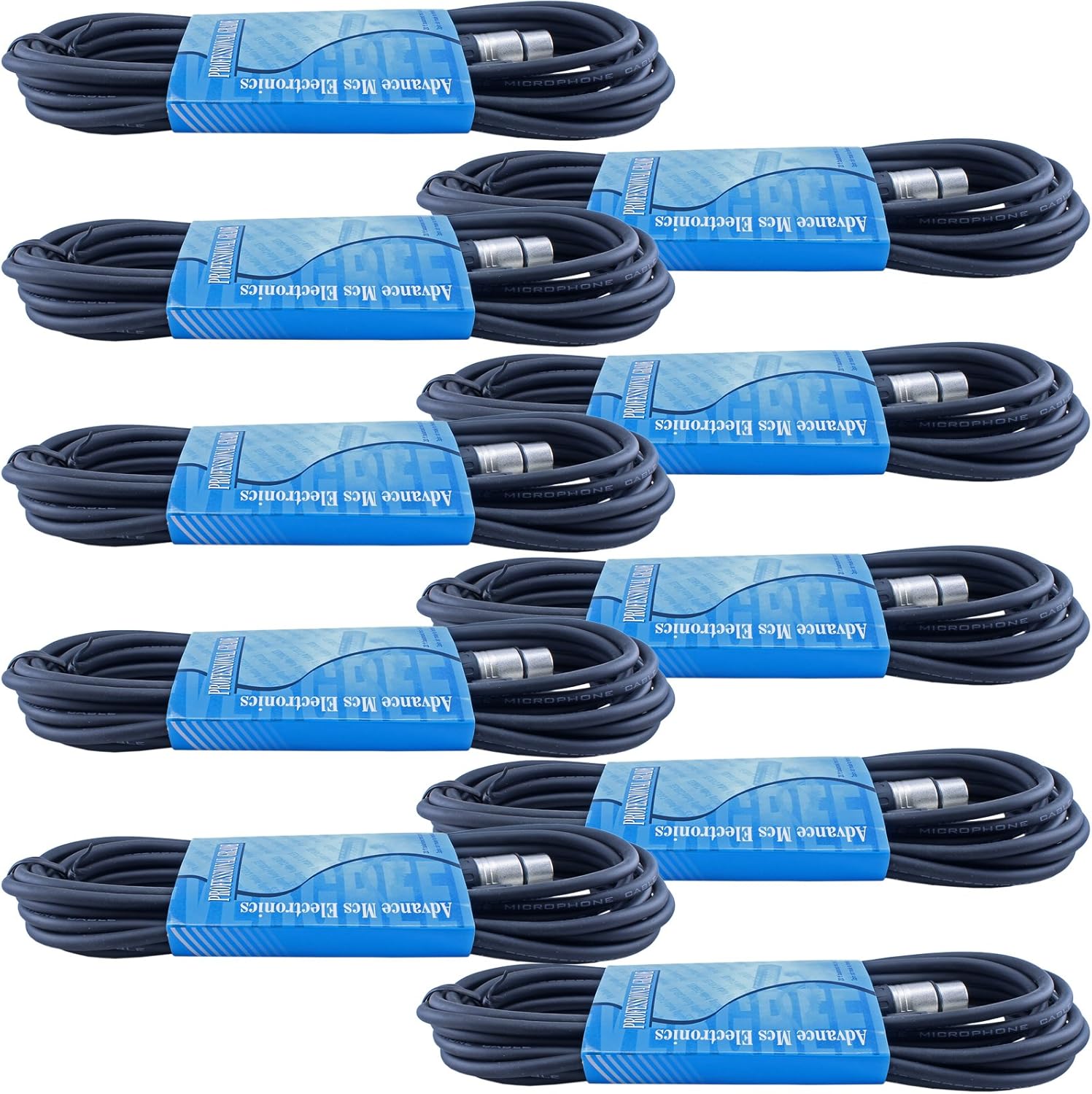 MCS 10 Pack 3pin 20 Ft Foot XLR Male to Female Mic Cord Microphone Cable (Ten)
