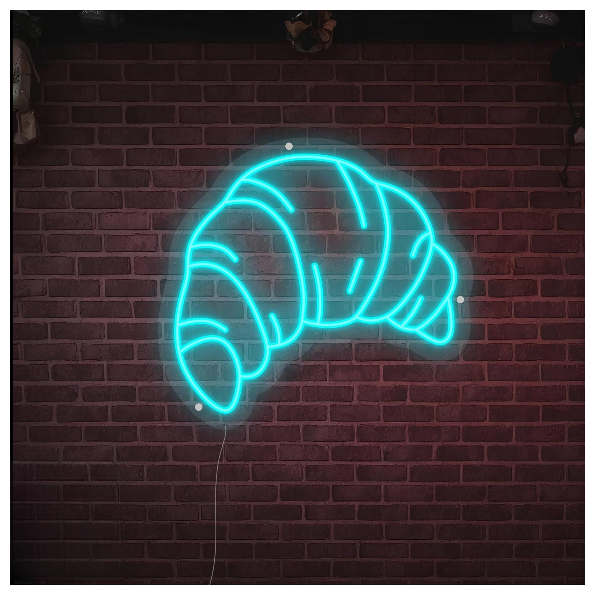 SHOUXI Sign Lamp Croissant Neon Sign, Suitable for Bakery Shop Wall Decor with Dimmable 38cm
