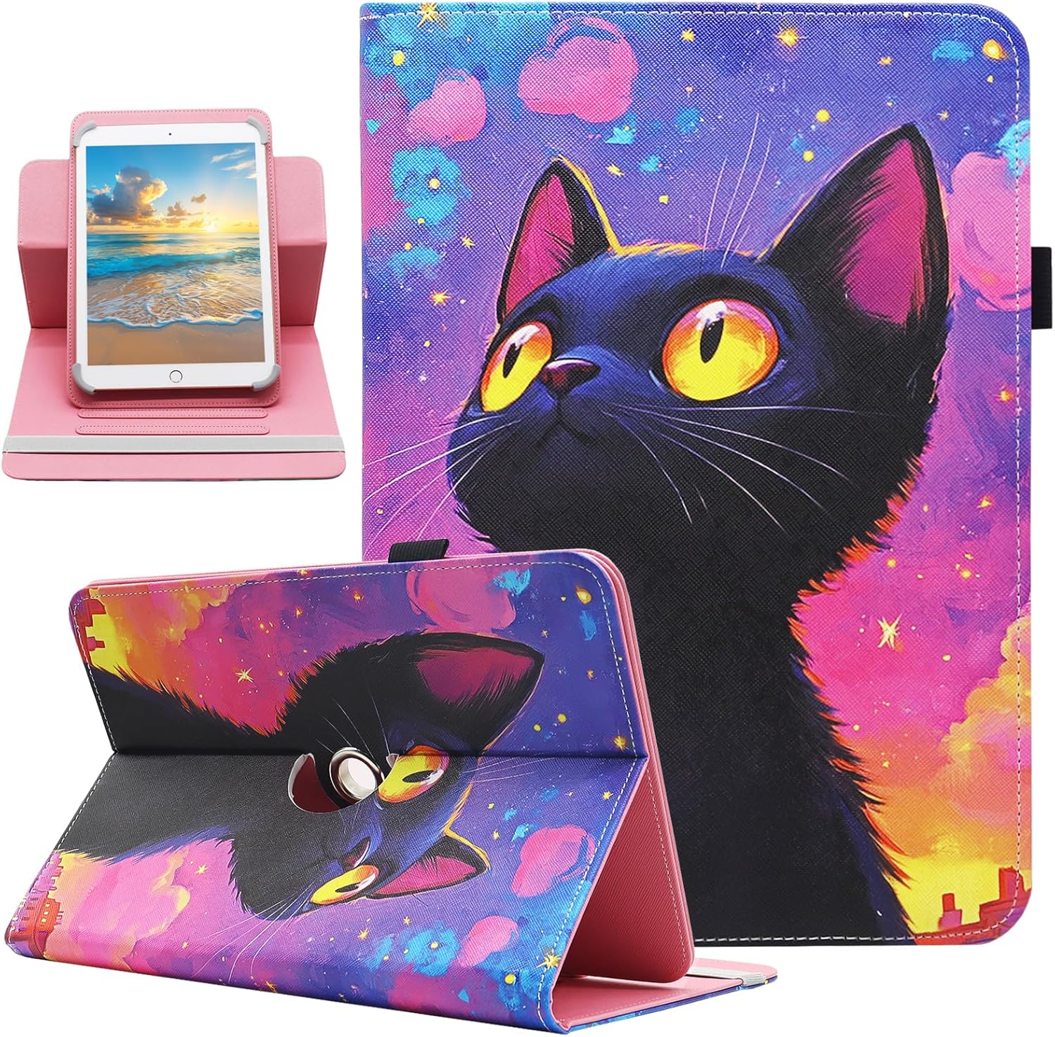 Universal 10 10.1 Inch Android Tablet Case, Dluggs 360 Degree Rotating Multi-Angle Viewing Stand Universal Case Cover for 10 10.1 and All 9.5-10.5 Inch Tablet, Black Cat Universal 10 10.1 Inch Android Tablet Case, Dluggs 360 Degree Rotating Multi-Angle Viewing Stand Universal Case Cover for 10 10.1 and All 9.5-10.5 Inch Tablet, Black Cat