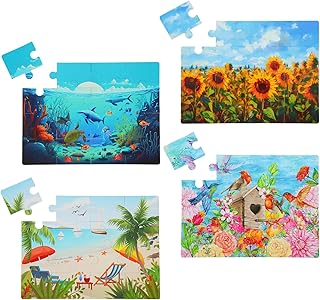 4 Pack 16 Large Piece Puzzles Dementia Alzheimer's Products and Activities for Elderly Seniors Easy Puzzle for Adults Gift for The Elderly Memory Product Game Activities Nursing Home Gift