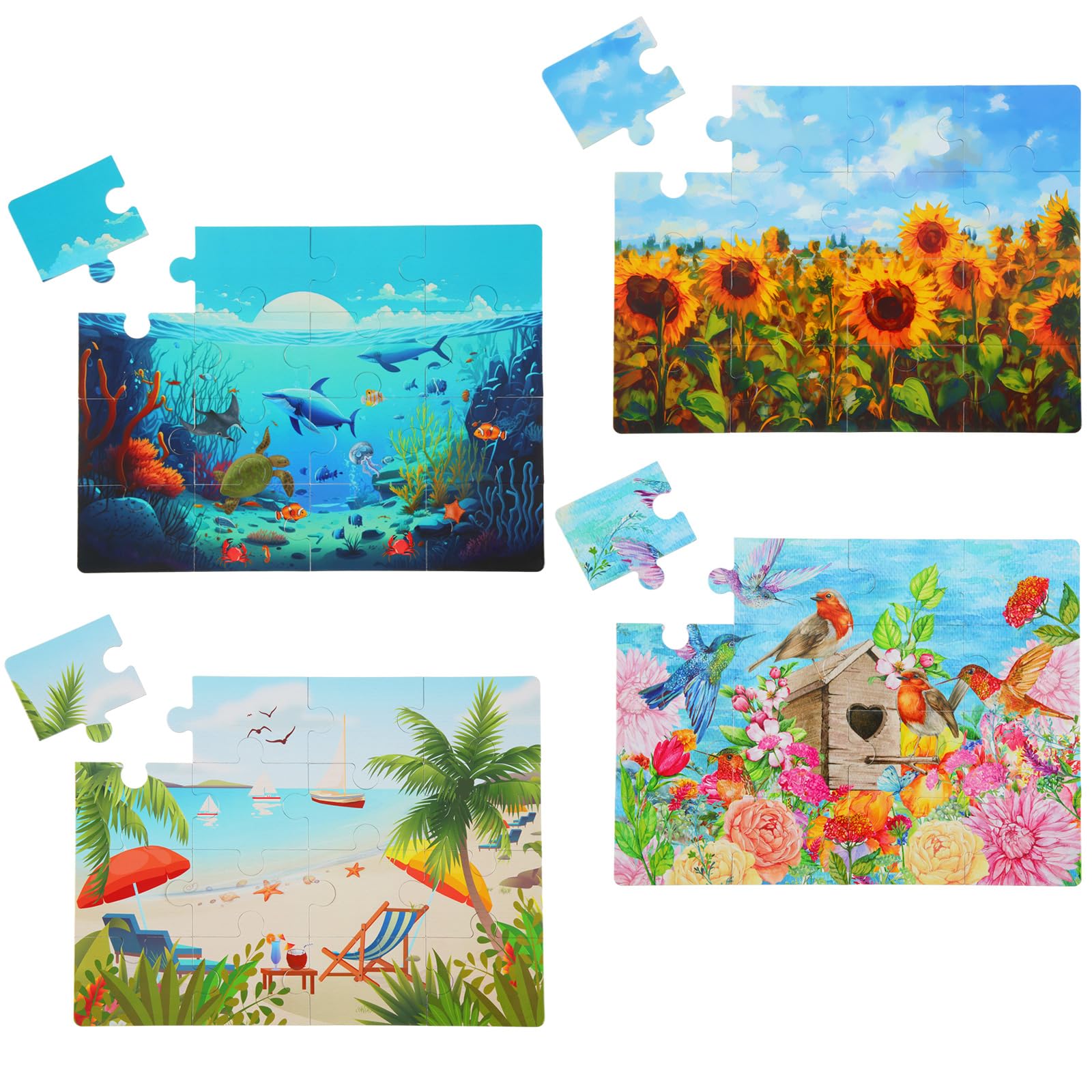 Libima 4 Pack 16 Large Piece Puzzles Dementia Alzheimer's Products and Activities for Elderly Seniors Easy Puzzle for Adults Gift for The Elderly Memory Product Game Activities Nursing Home Gift