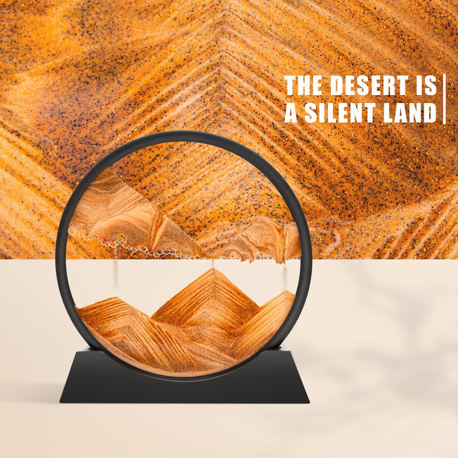 Wai Danie Pittura di Sabbia Che Scorre Quadro Sabbia Movimento sabbia dinamica 3d Hourglass Deep sea Sandscape Display Decorazioni per la Casa e l'ufficio Giocattoli da Scrivania per Adulti (Oro, 12")