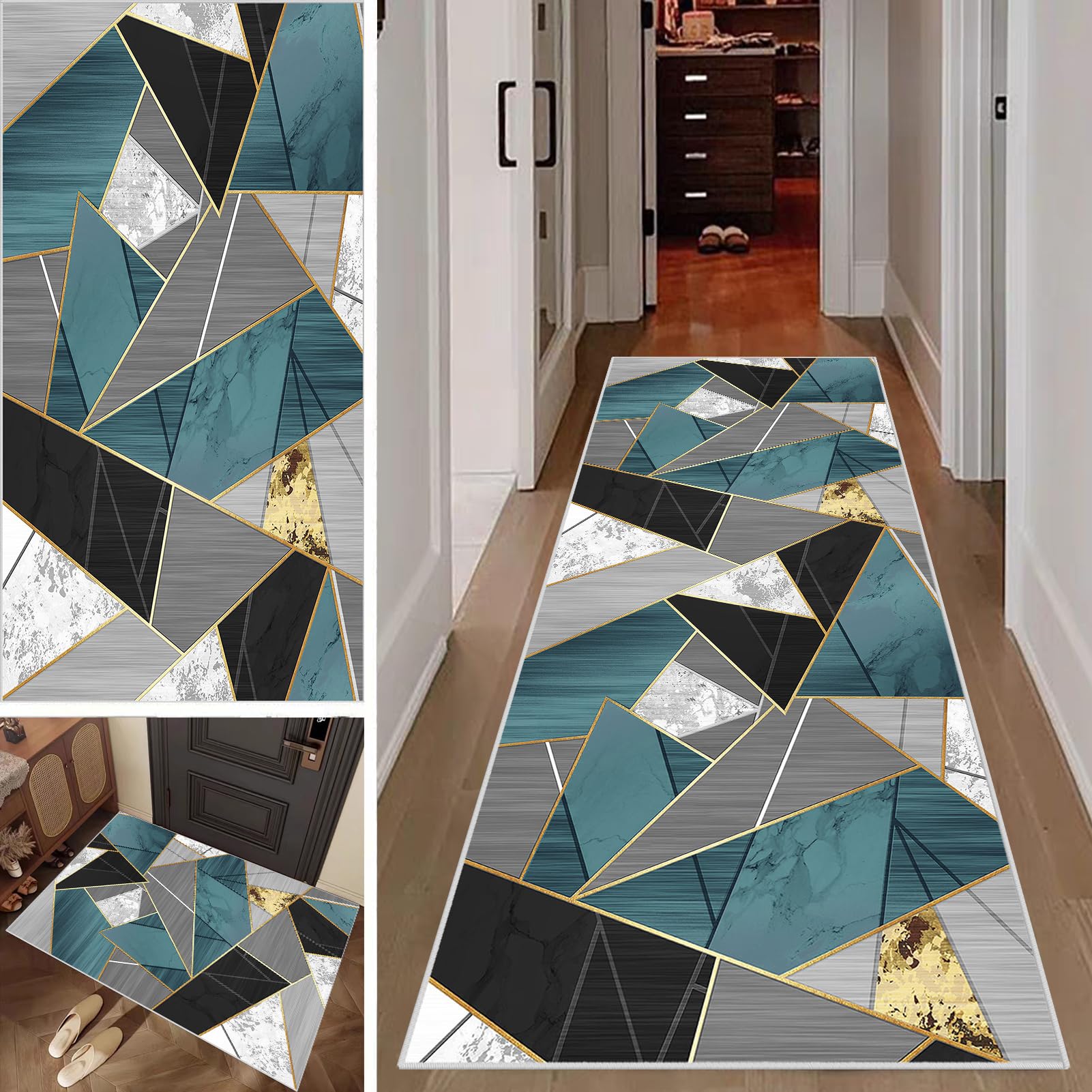 SUNMME Non Slip Kitchen Runner Rugs Carpet Runners for Hallway Machine Washable Hall Runner Narrow Rug Absorbent Area Rug Door Mats Runner Rug for Hallway Living Room Entryway 70 x 130 cm
