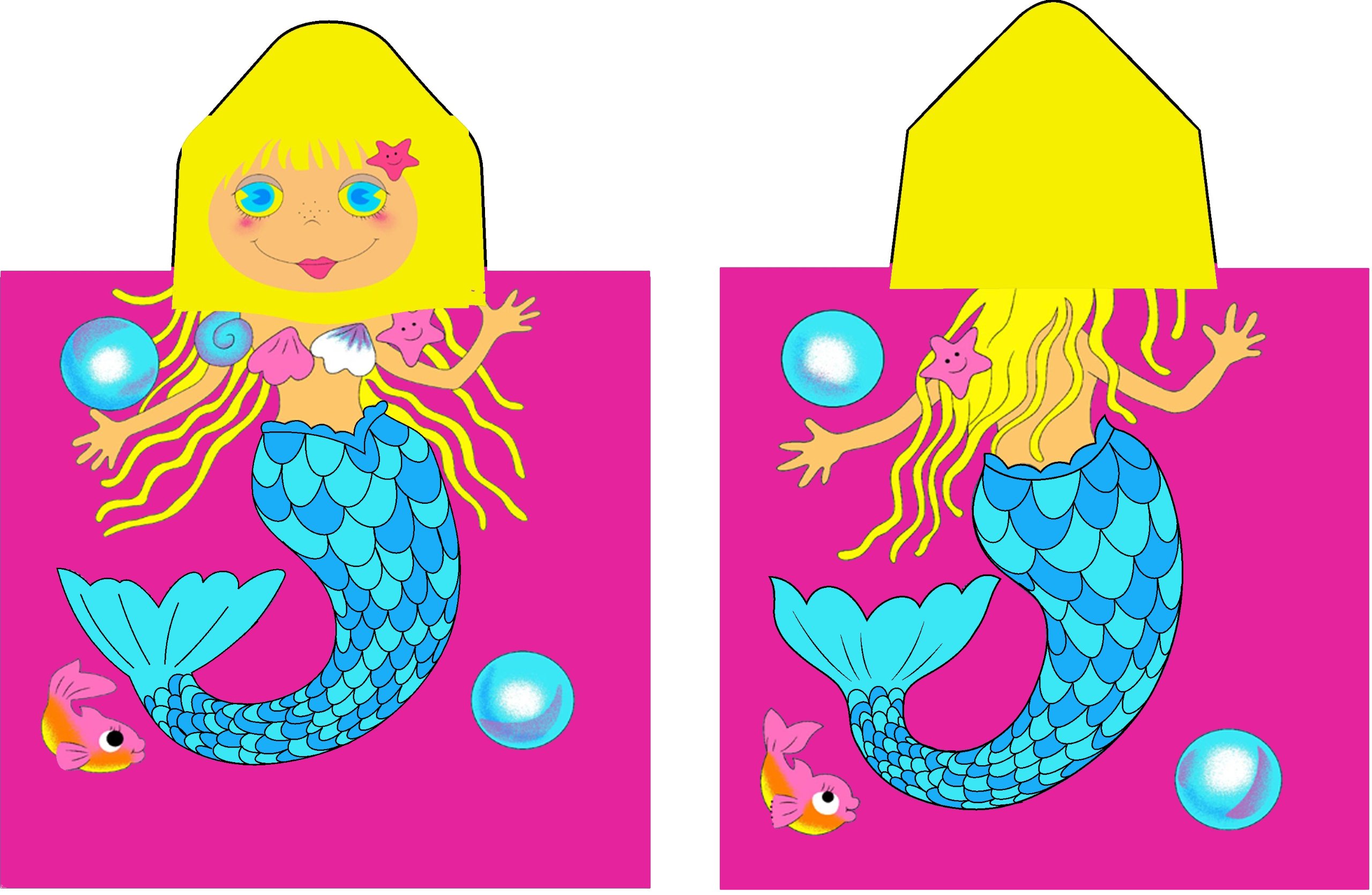 Girls Pink Blonde Mermaid Kids Hooded Beach Bath Towel Item# kkt6507