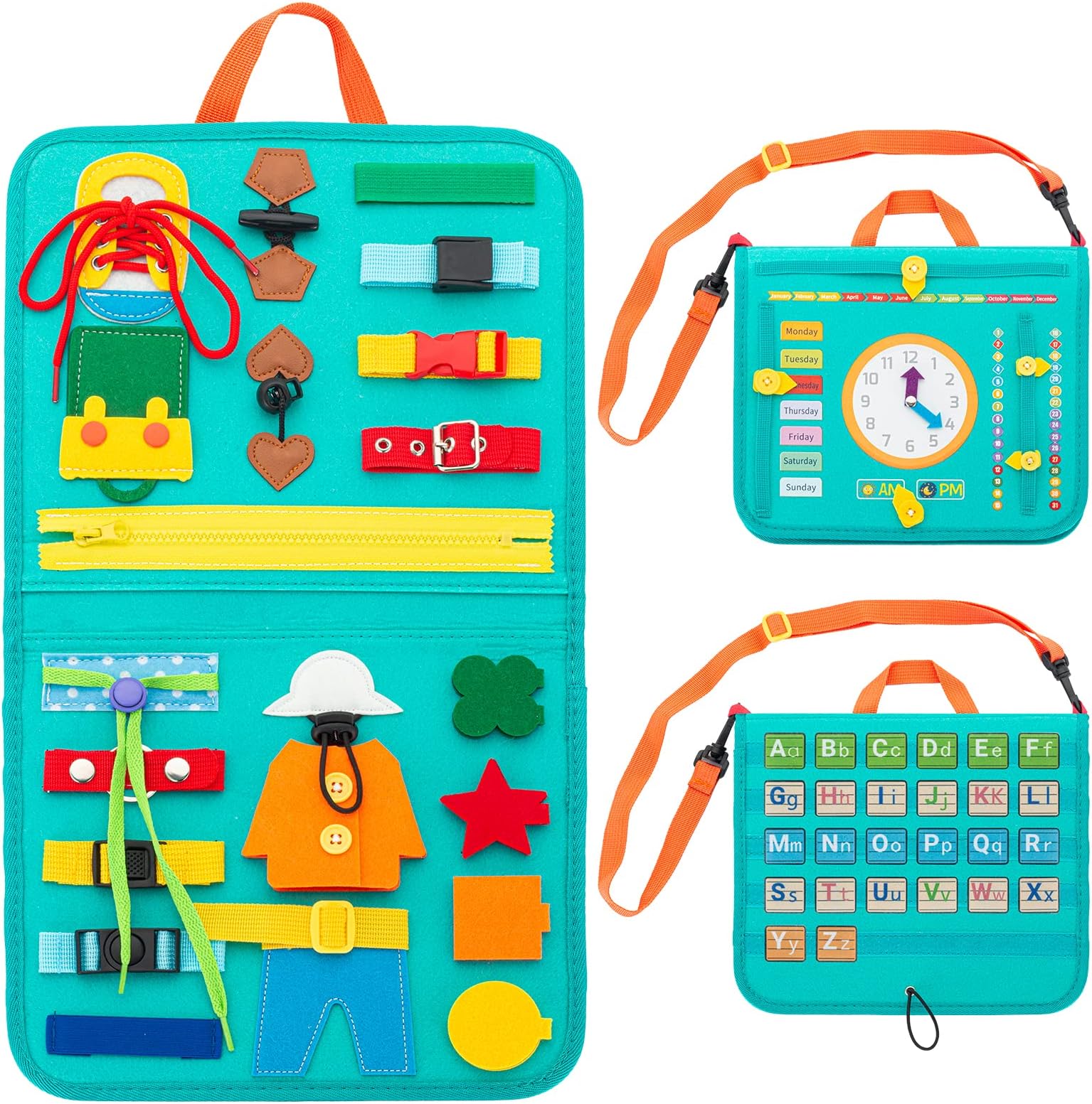 Weehoey Busy Board, Montessori Toys for Toddlers Preschool Autistic Travel Educational Toys Learning Basic Dress Skills Sensory Toys for 1 2 3 4 Year Old Boys Girls Birthday for Kids