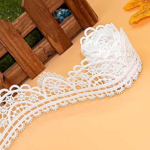 Miniatura 3 de 5 yardas, ribete de encaje blanco bordado, cinta de encaje soluble en agua suave para costura de bricolaje o accesorios de decoración de manualidades