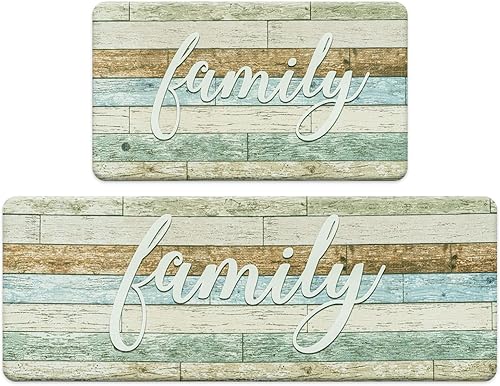 ROSMARUS Juego de 2 alfombras de cocina antifatiga, antideslizantes, impermeables, acolchadas, cómodas, de pie, para suelo (17 x 30 + 17 x 47