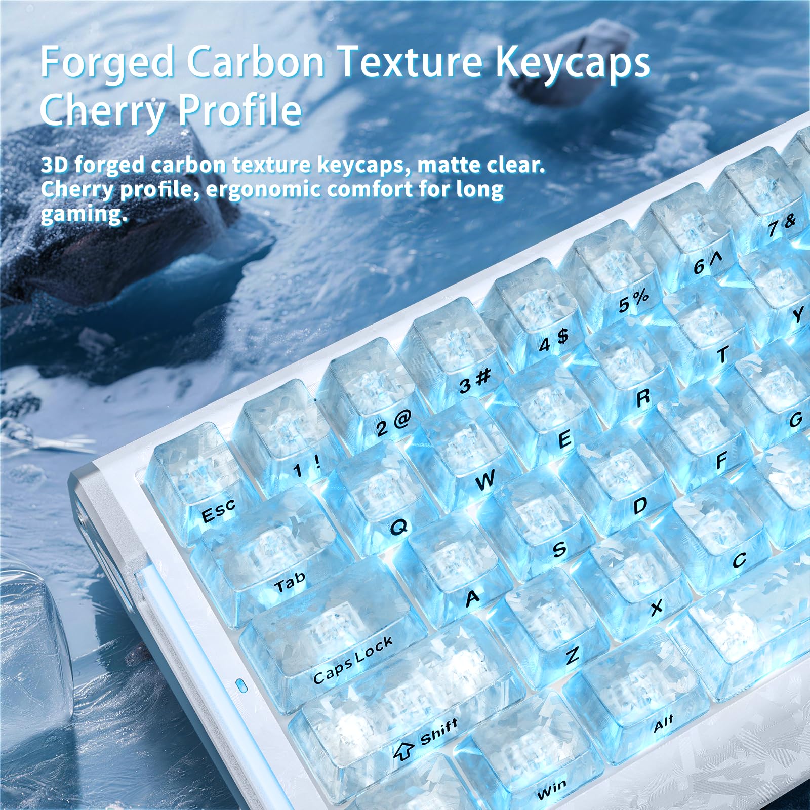 MAMBASNAKE Attack Shark R68 HE Carbon Fiber Rapid Trigger Tastatur, Kabelgebunden 8KHz Magnetisch, 0,005mm RT Genauigkeit, Geschmiedetes Carbon Fiber, 6‑Layer Akustikdämpfung, Dual Driver, Weiß - 4