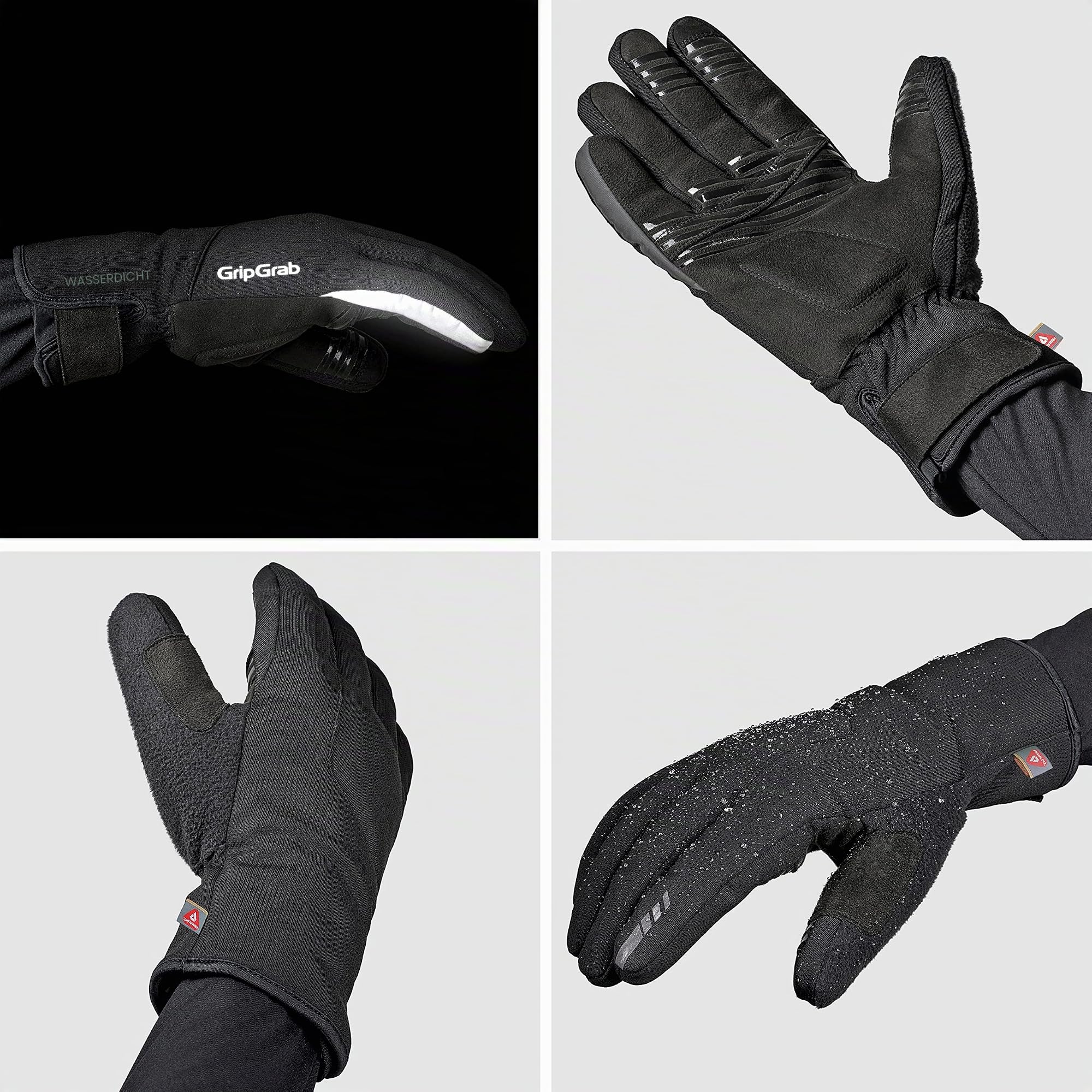 GripGrab Polaris 2 wasserdichte Winter Fahrradhandschuhe mit Primaloft | Dreilagige Membran, winddicht & atmungsaktiv - gepolsterte Synthetik-Wildleder-Handfläche - Klettverschluss - Reflektoren