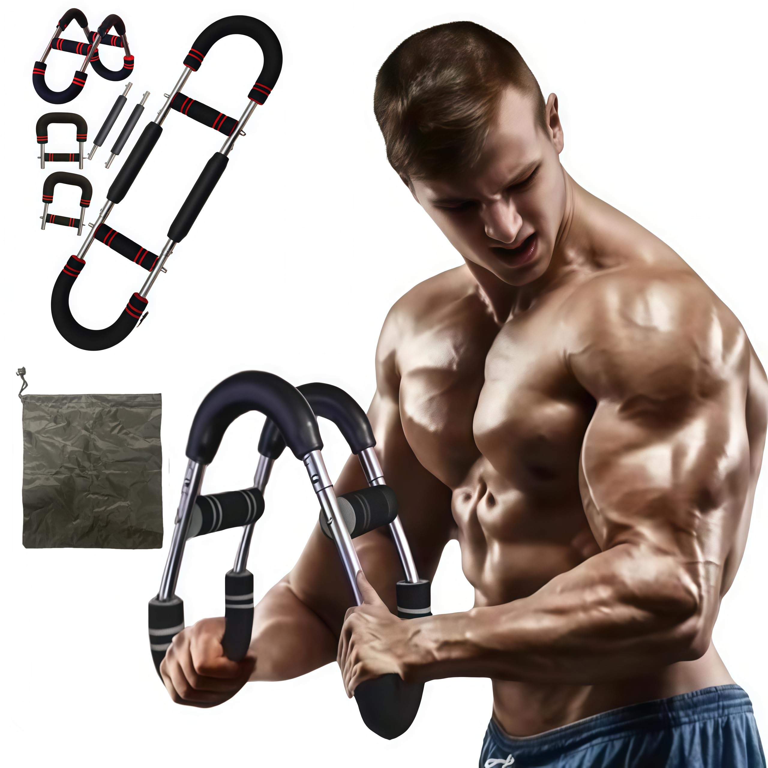 Amazon.co.jp: 筋トレ アームバー エキスパンダー 3穴で5段階調節 付属