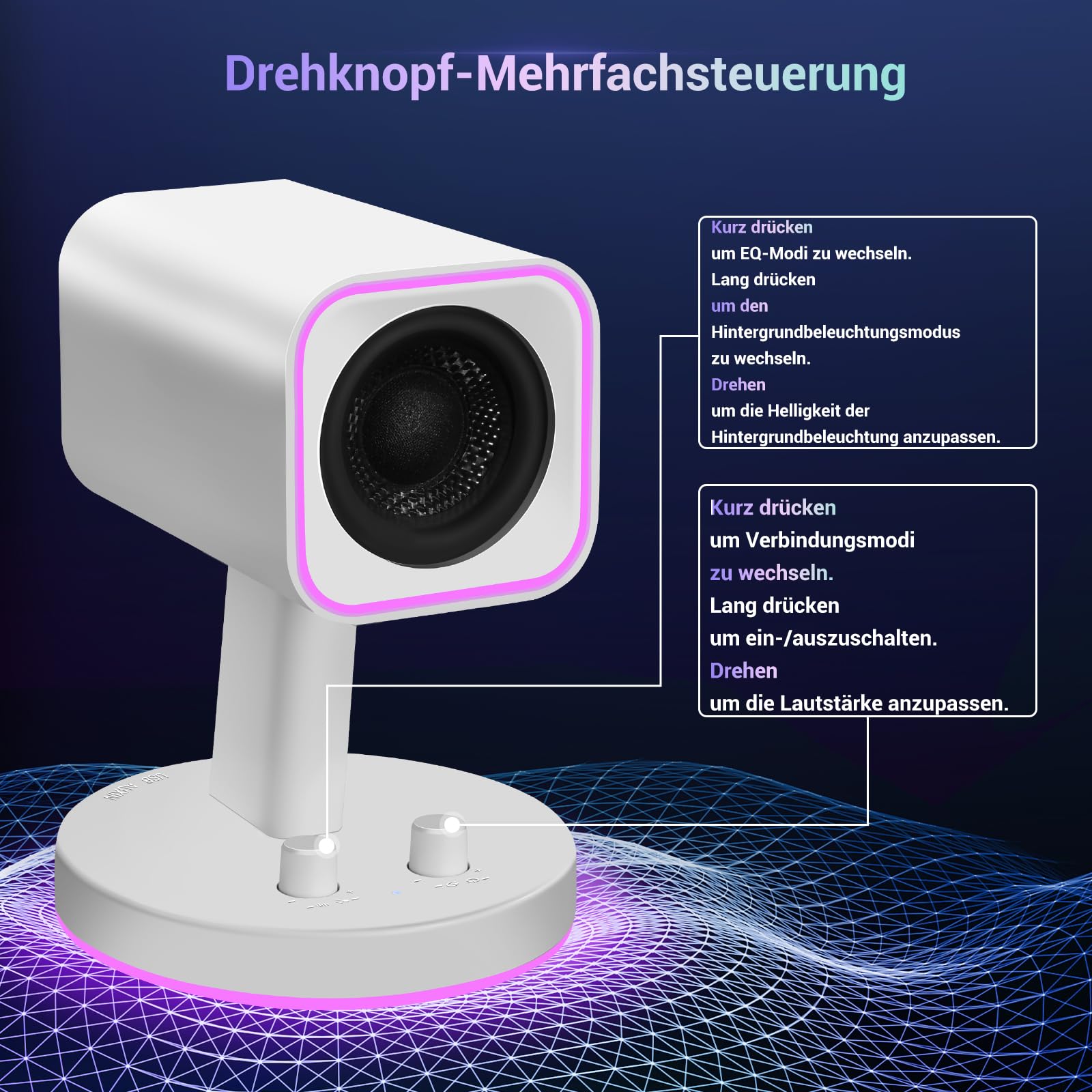 Sanyun SW202 PC Lautsprecher 2.0 24 W, Klares Stereo DSP, 3 Modi