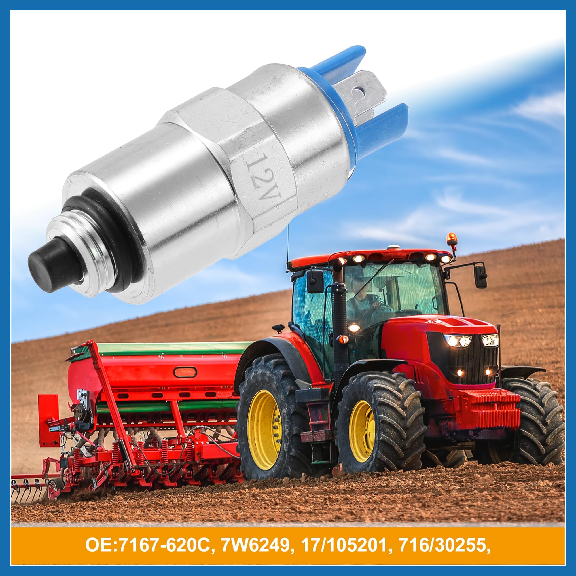 A ABSOPRO Carburant Coupure Arrêt Off Solénoïde Vanne 12V 7167-620C pour PERKINS Remplacement d'article