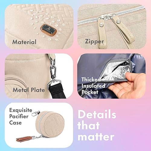 Miniatura 3 de Dikaslon Bolsa de pañales, bolsa de pañales de viaje grande para mamá y papá, bolsa de bebé multifunción para niños y niñas con funda para chupete y