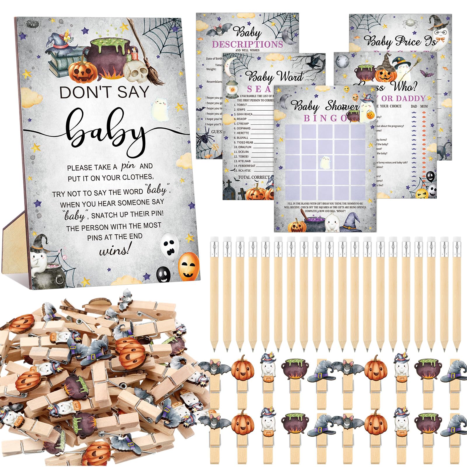 Patelai 321 Pcs Baby Shower Games Supplies, Halloween
