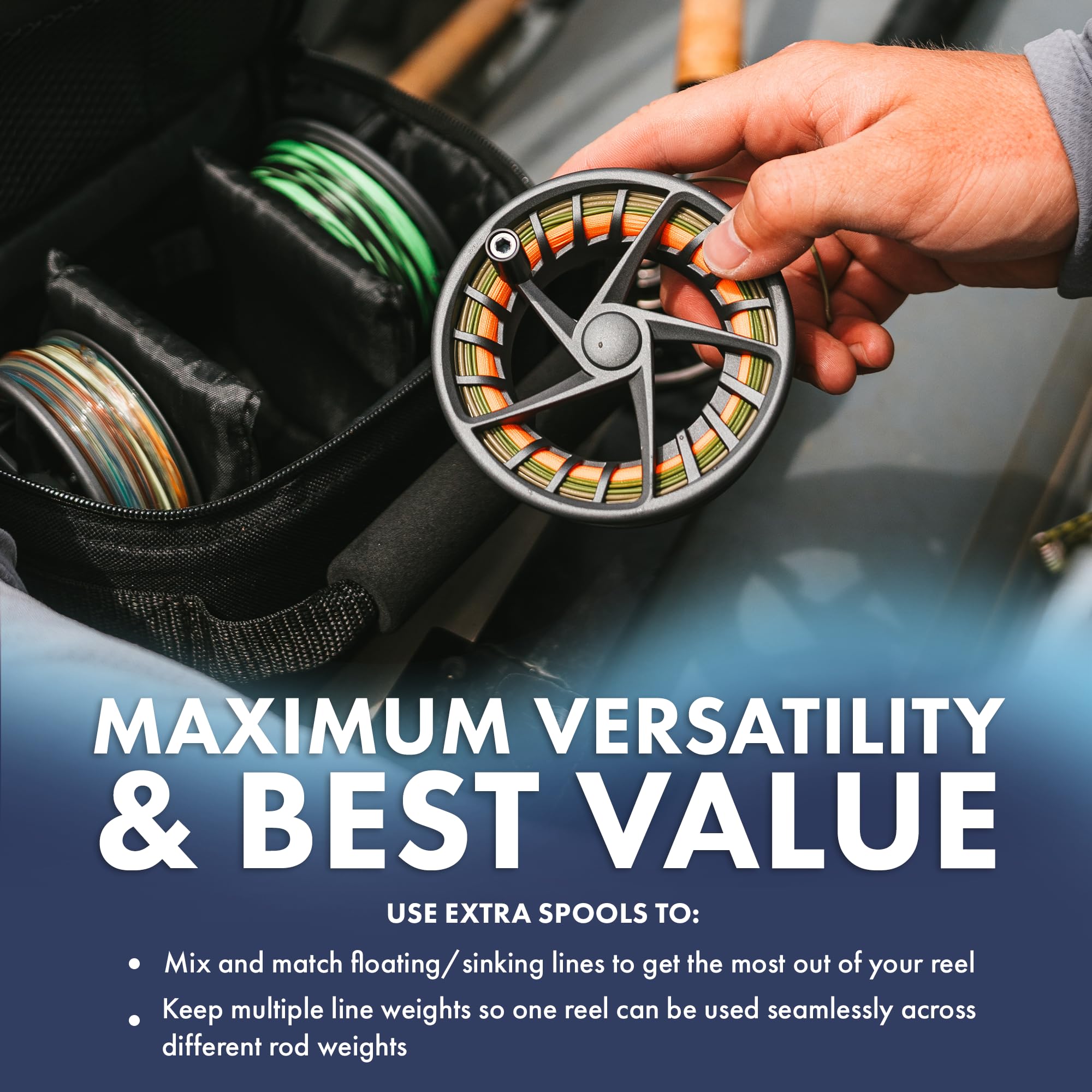 LAMSON | Liquid S-Series Fly Fishing Reel 3 Pack | All-Water | 1 Reel & 2 Bonus Spools + Carrying Case | Large Arbor, Powerful Sealed Drag, Pressure Cast Aluminum