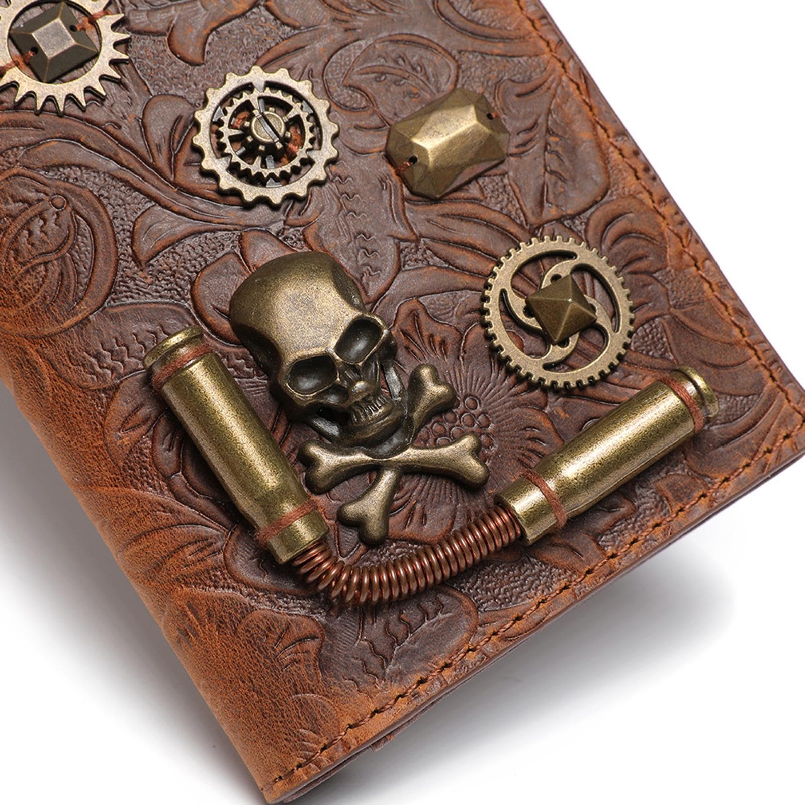 Monedero Steampunk Pequeño Portamonedas Vintage Elaborado En Cuero Vacuno