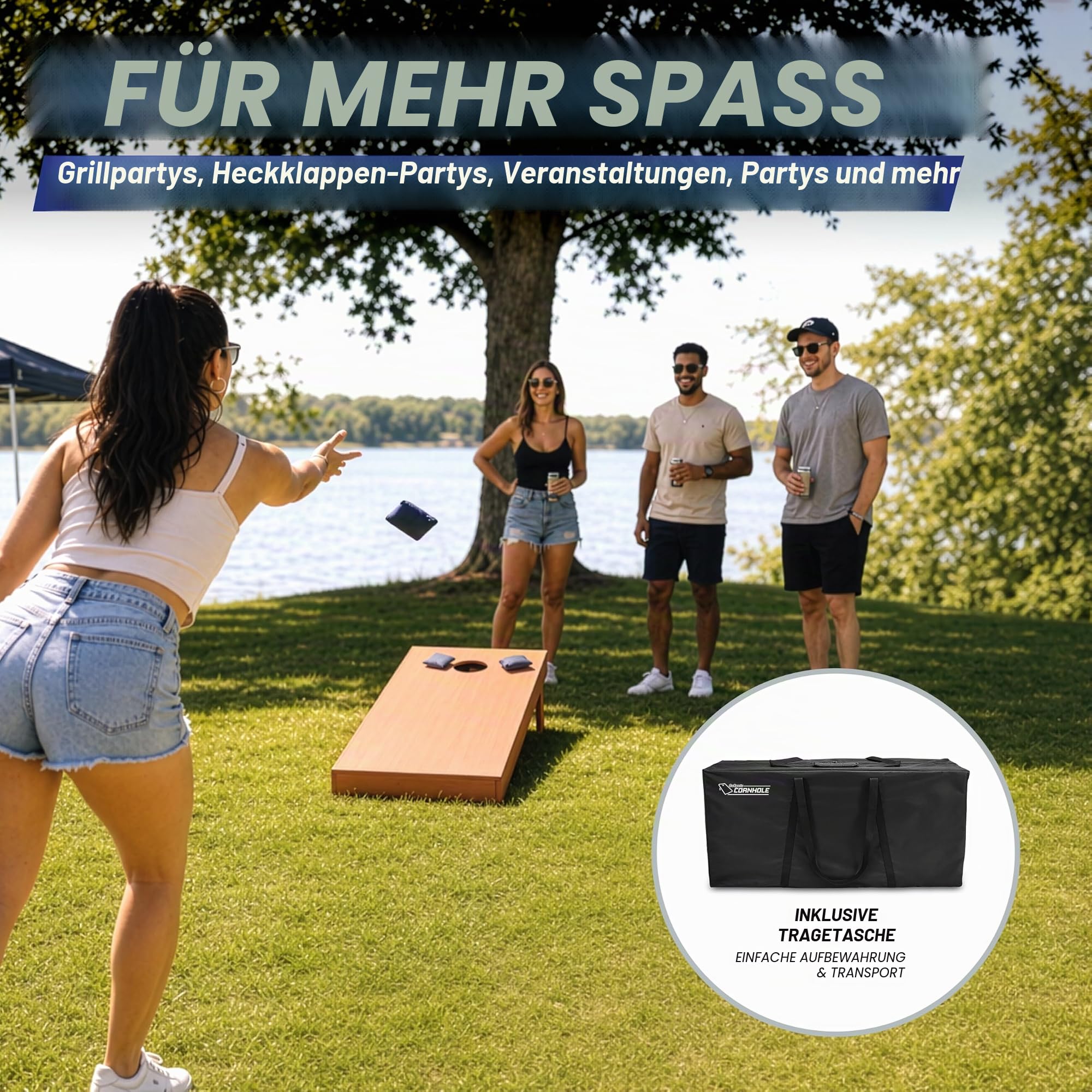 GoSports 4'x2' Regulation Size Wooden Cornhole Boards Set | Includes Carrying Case | Full Regulation Size Bean Bag Toss Boards