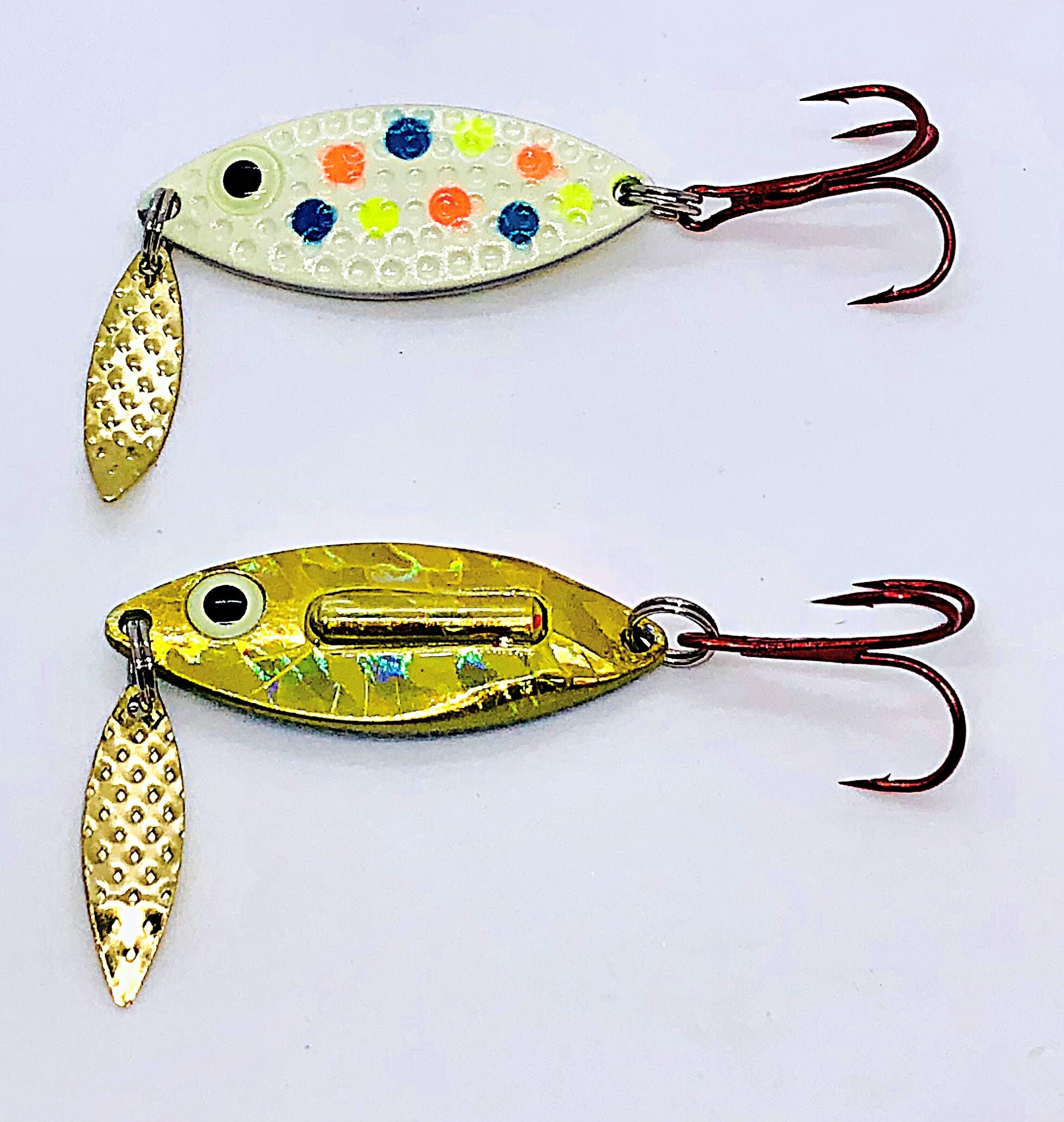 PK Rattle Spoon - Gold Hologram Back - All Season Fishing Bait - Ice Fishing Lure (Wonder Bread Glow, 3/8 Oz)