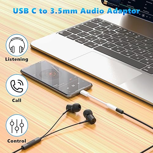 Miniatura 3 de Lezaface Adaptador USB-C a conector de auriculares hembra de 0.138 in, paquete de 2, compatible con iPhone 15/15 Plus/15 Pro/15 Pro Max