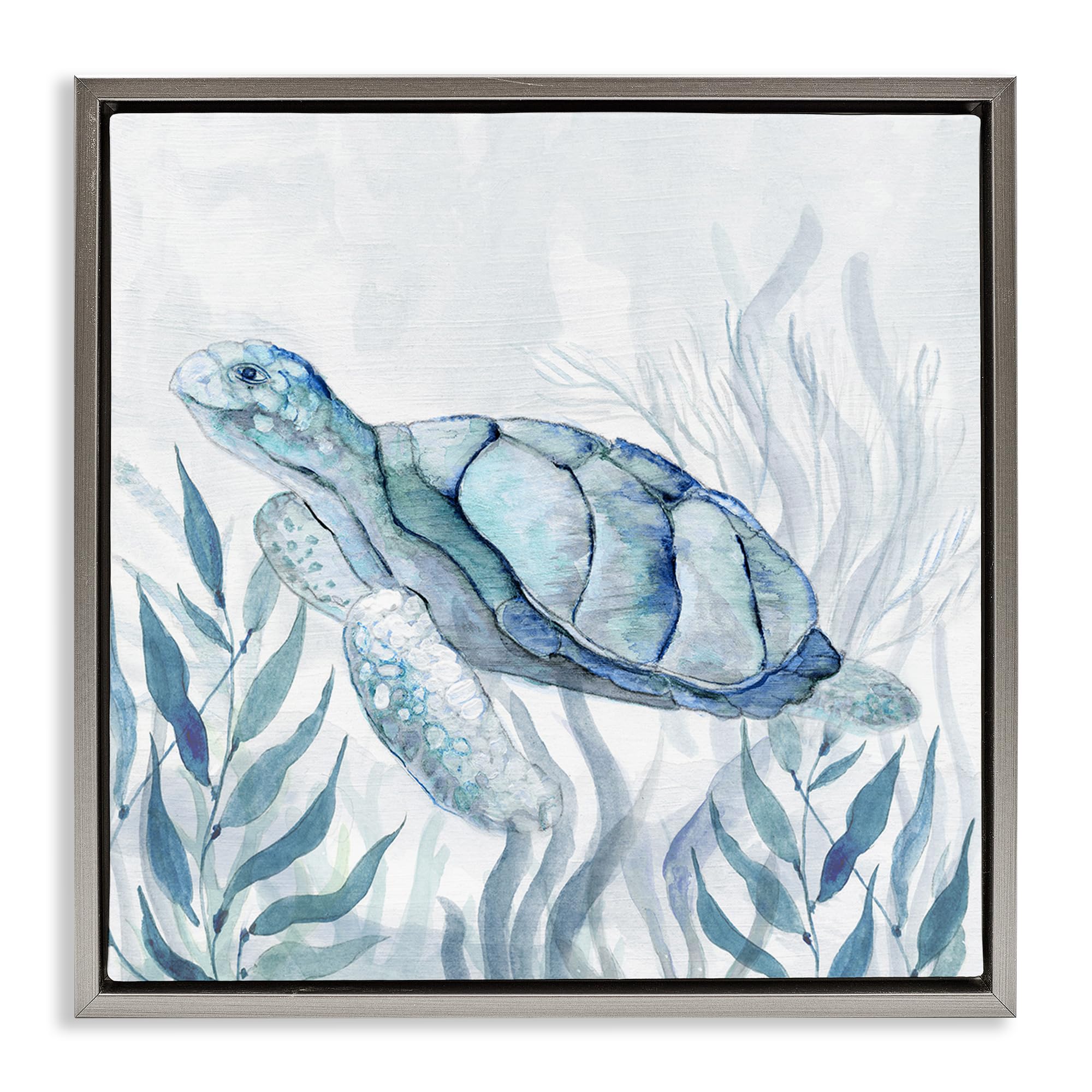 'Sea Turtle with Subtle Smile'| Floating Frame Canvas Art