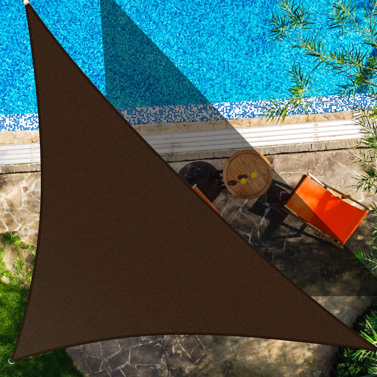 CIELO COLORIDO16' x 16' x 22.6' Brown Right Triangle Sun Shade Sail,95% UV Blockage,Water & Air Permeable, Commercial, Custom Size Accepted
