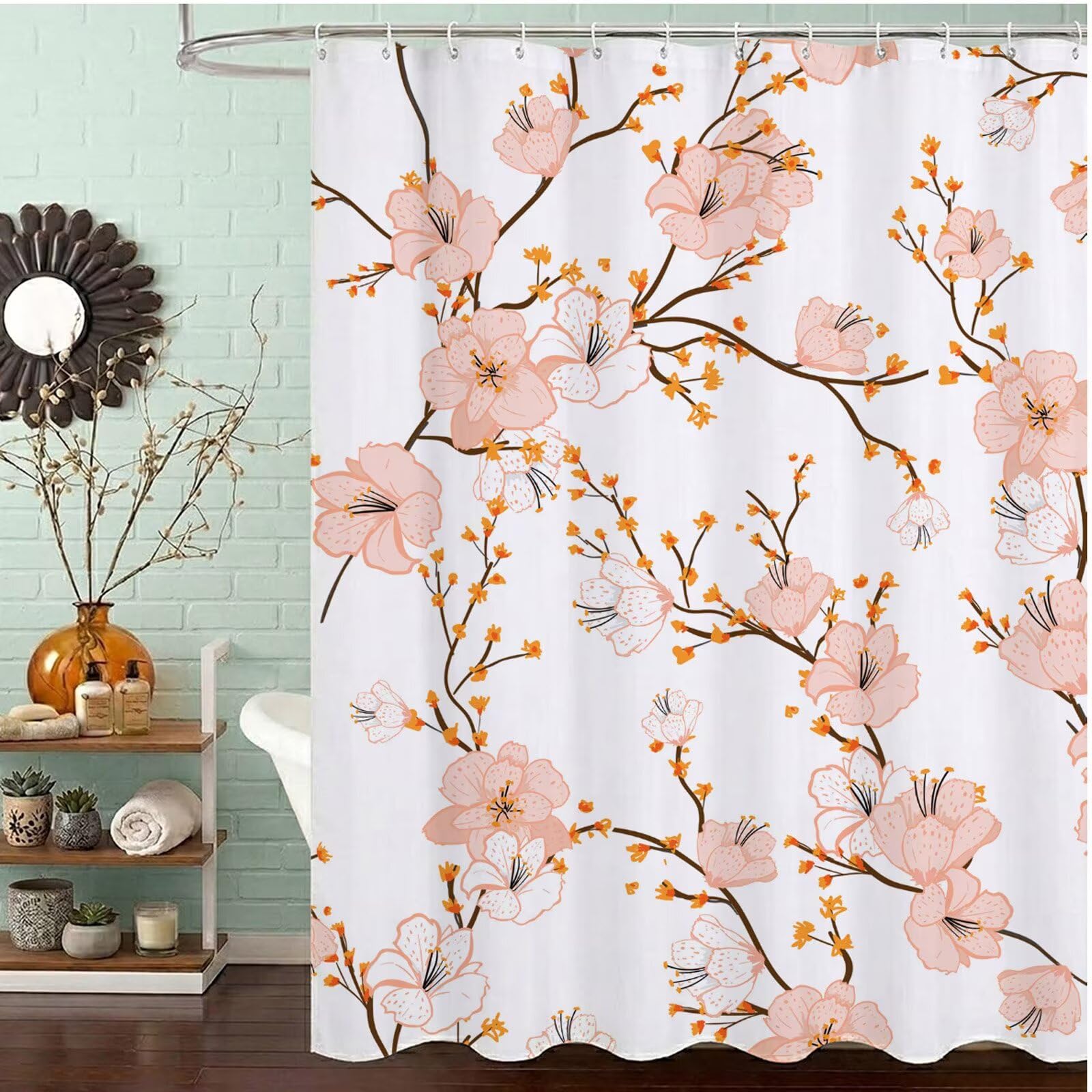Rideau de douche 120x180 cm blanc anti-moisissure en polyester imperméable
